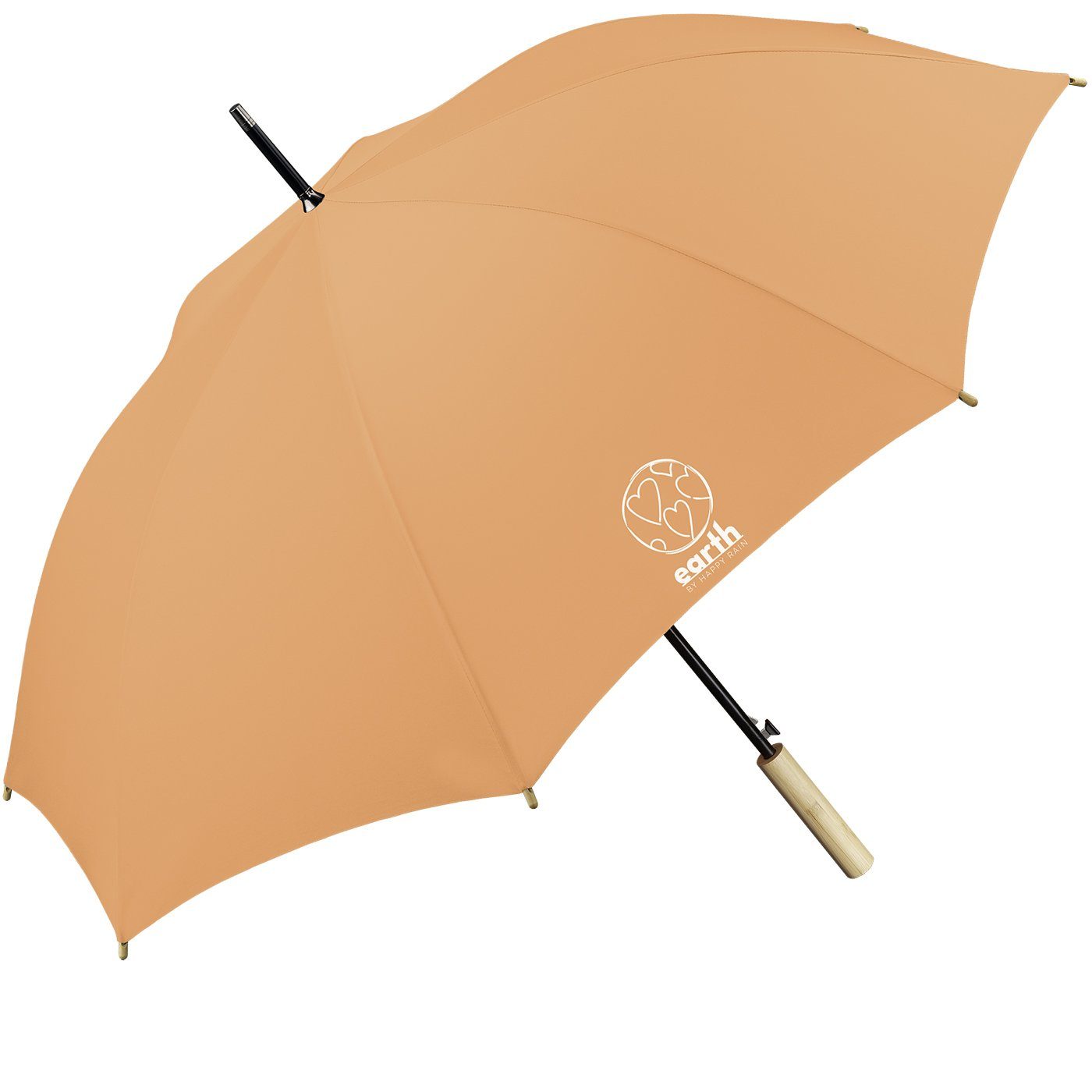 tun RAIN Auf-Automatik, HAPPY Earth geschützt Schirm mit Umwelt etwas Langregenschirm für die gut nachhaltiger orange -