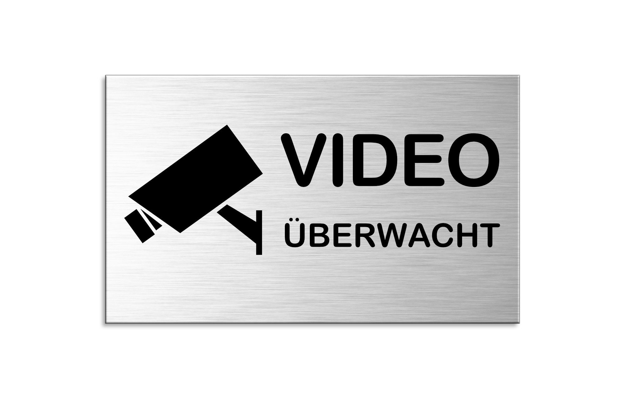 OFFORM DESIGN Hinweisschild Videoüberwacht 60x100 mm Aluminium Edelstahloptik selbstklebend, (1 St)