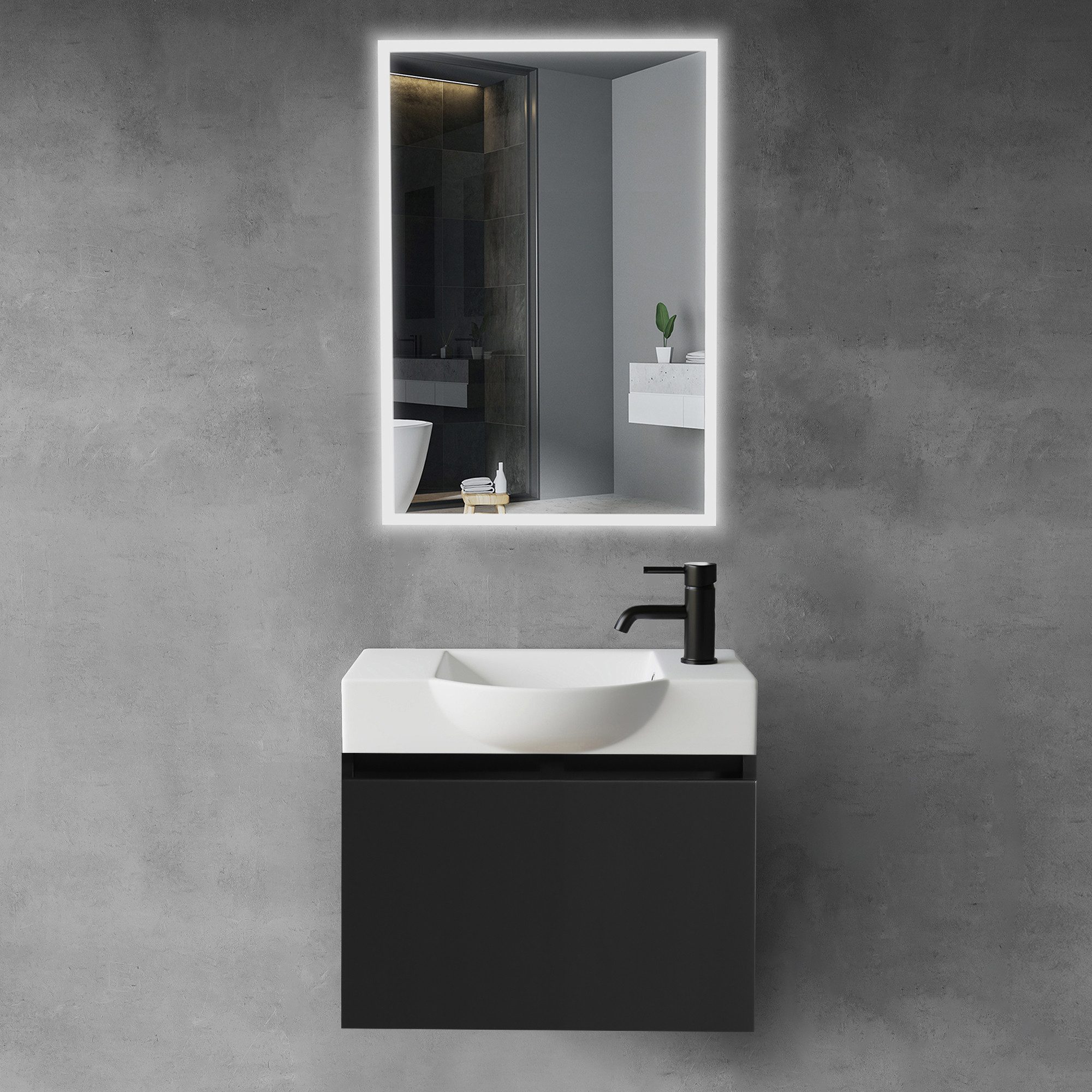 Alpenberger Badmöbel-Set Waschbecken mit Unterschrank 55 cm Breit, (Waschti günstig online kaufen