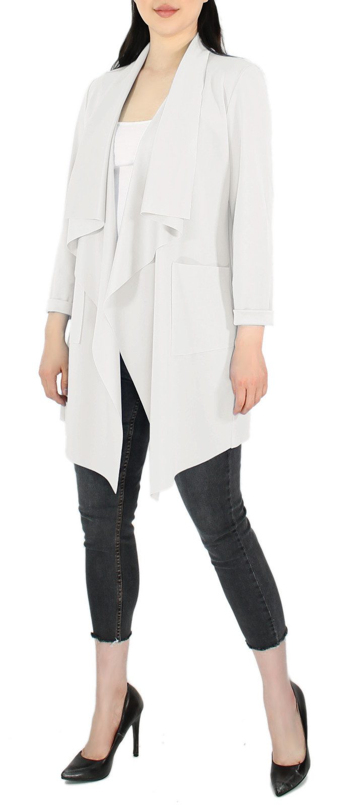 dy_mode Cardigan Damen Cardigan in Wasserfall-Optik - Unifarbe Übergangsjacke in Unifarbe, mit Wasserfallkragen