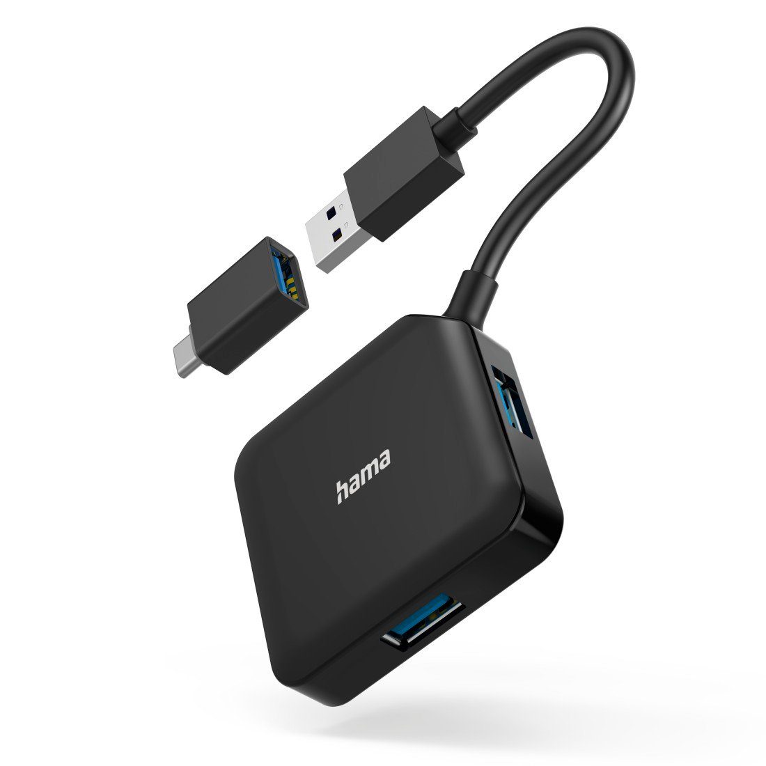 Hama USB-C Multiport Adapter Set 2 in1, USB-C, USB-A, USB 3.2 Gen1, schwarz USB-Adapter USB-C zu USB Typ A, 15 cm
