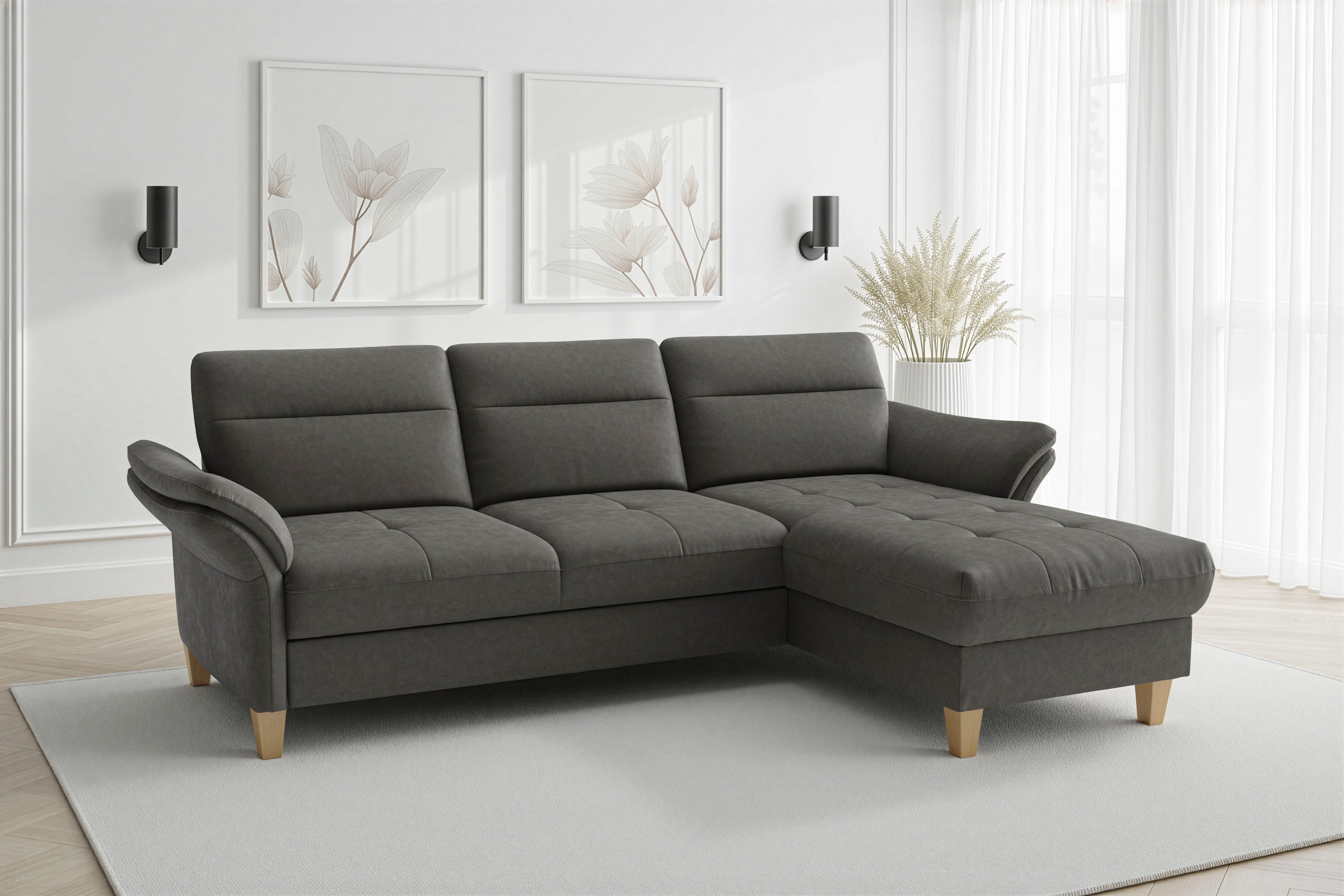sit&more Ecksofa Pamela L-Form, B: 230 cm, optional Schlaffunktion & Bettkasten, wahlweise mit Armteilverstellung, Sofa mit Federkern, …