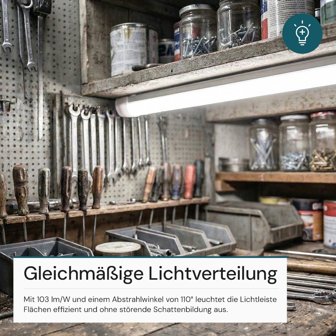 LUXULA LED Unterbauleuchte LUXULA LED Unterbauleuchte 120 cm 36 W CCT einstellbar Weiß, LED fest integriert, Farbwechsler – Bild 5 von 5