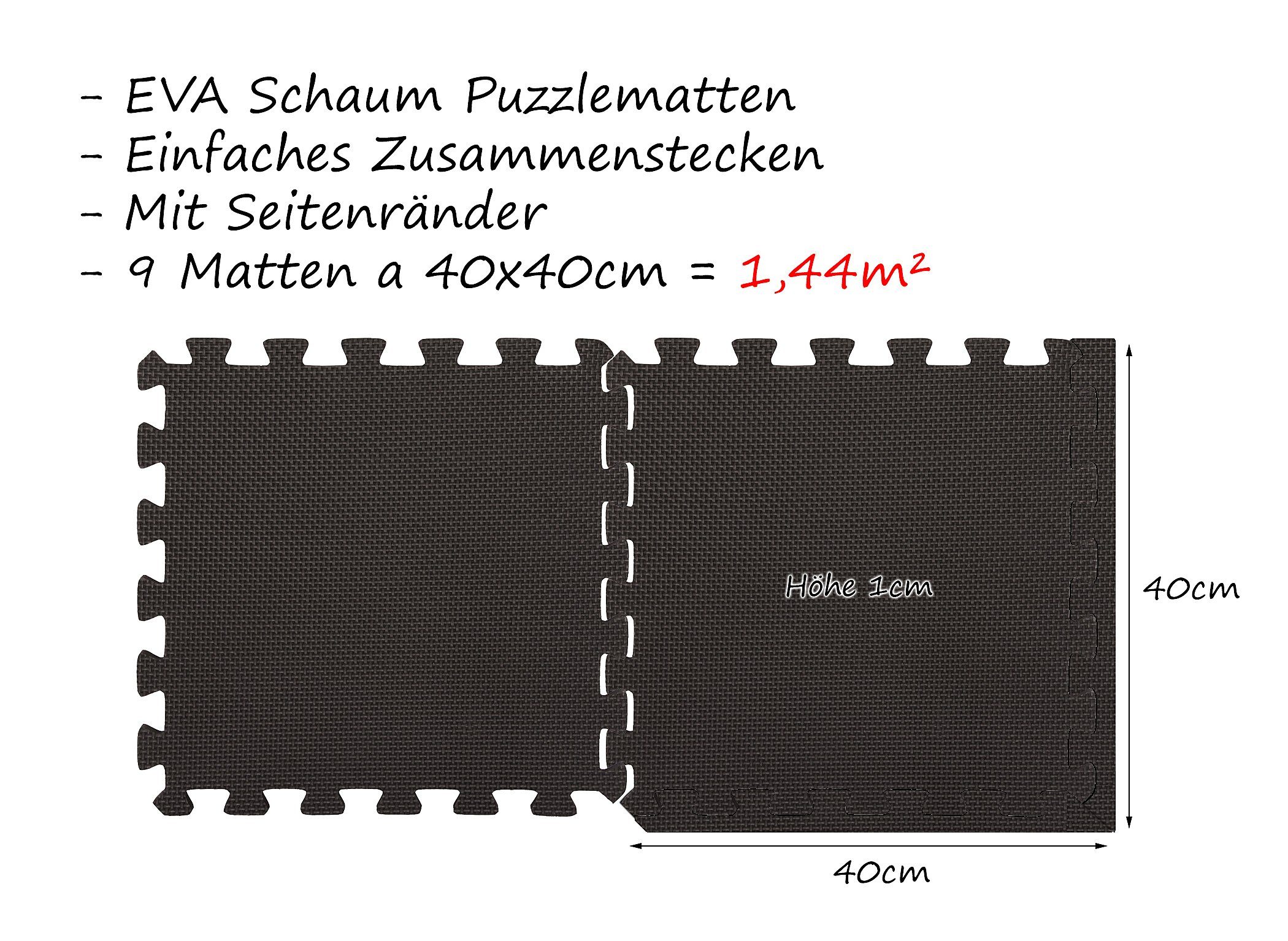 BigDean Bodenmatte Eva Puzzlematten Spielmatte Lärmschutzmatte (9-St) Unterlegmatte