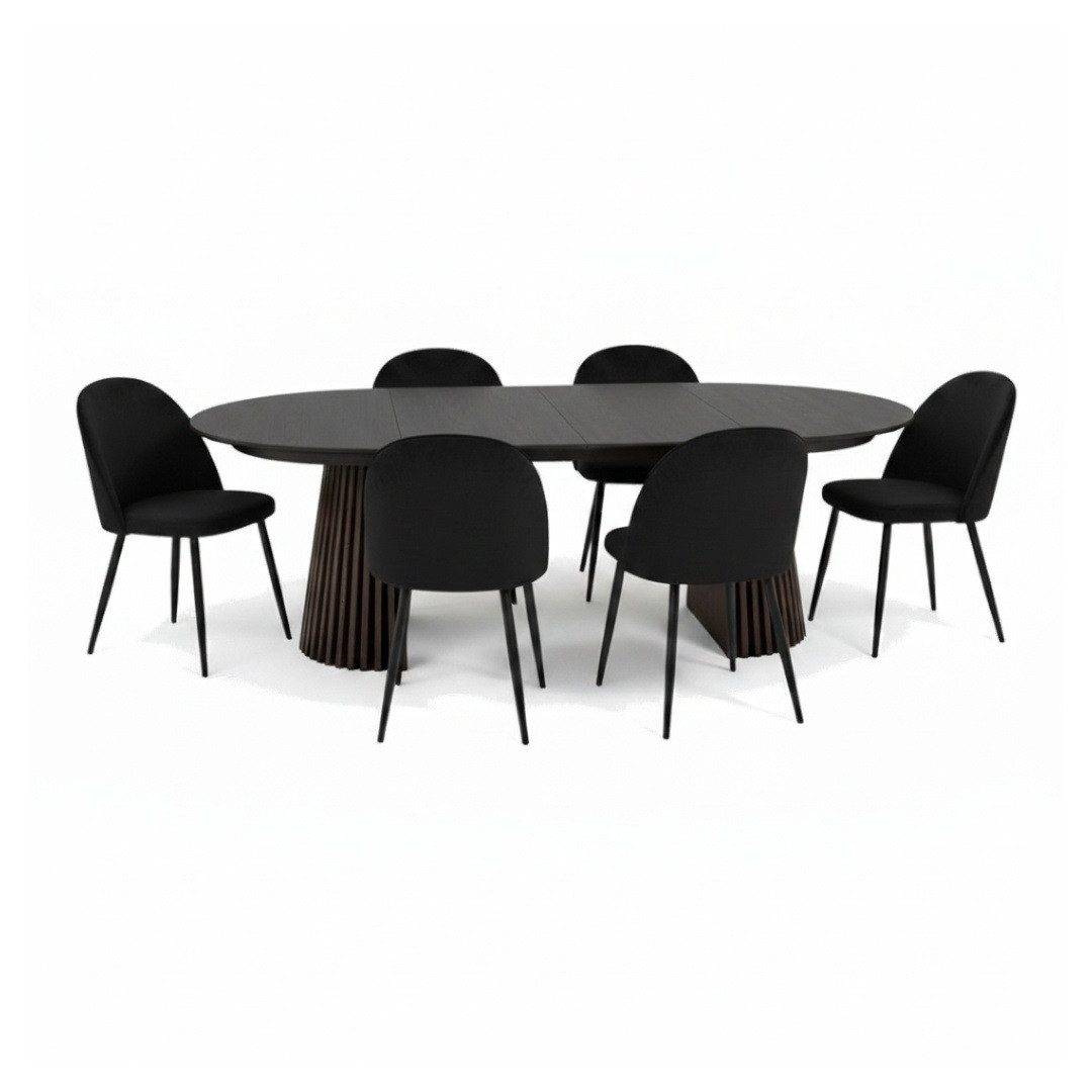 ebuy24 Essgruppe Tokyo Essgruppe Esstisch schwarz, 6 Stühle aus sch, (7-tlg)