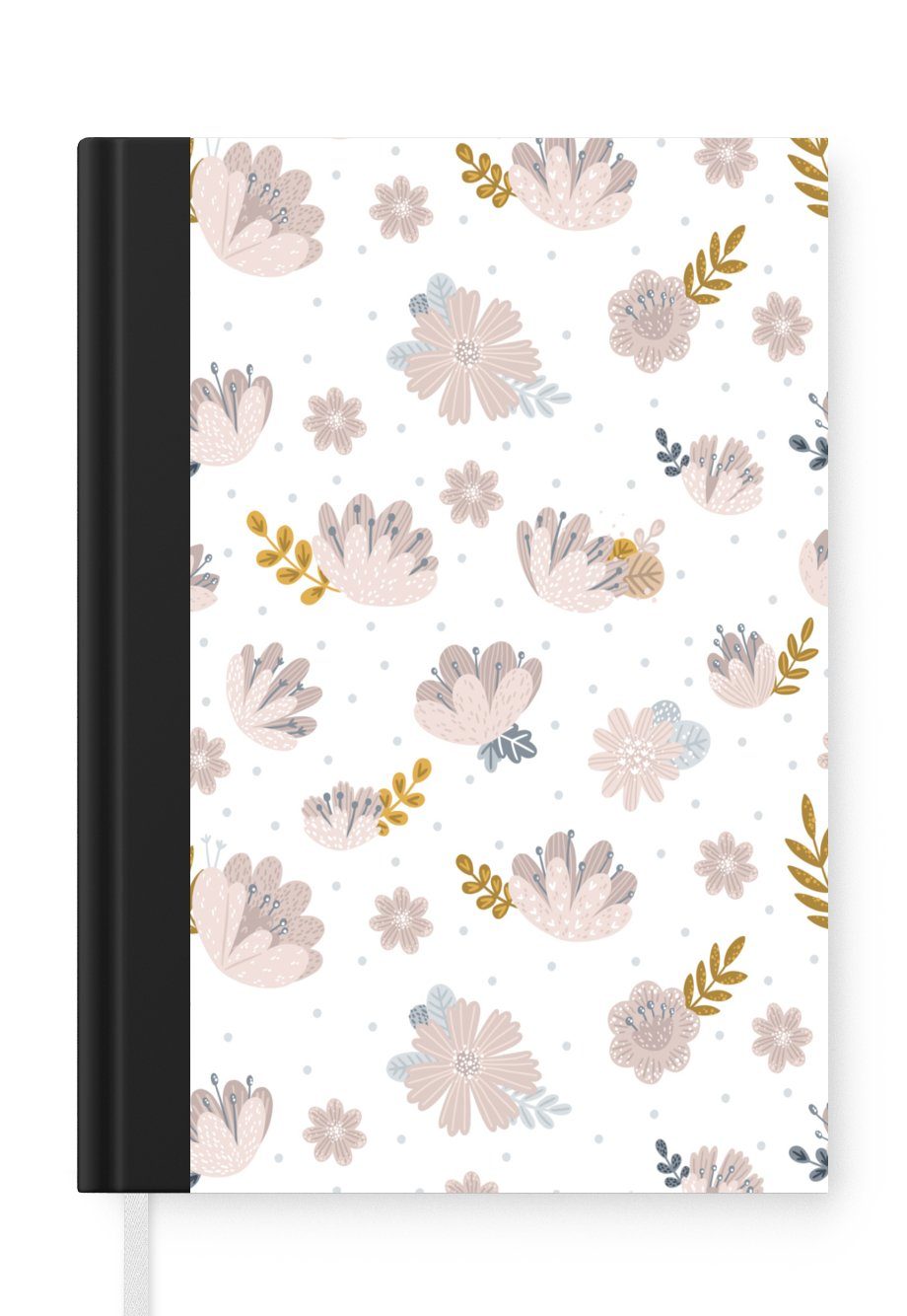 MuchoWow Notizbuch Design - Blumen - Blätter, Journal, Merkzettel, Tagebuch, Notizheft, A5, 98 Seiten, Haushaltsbuch