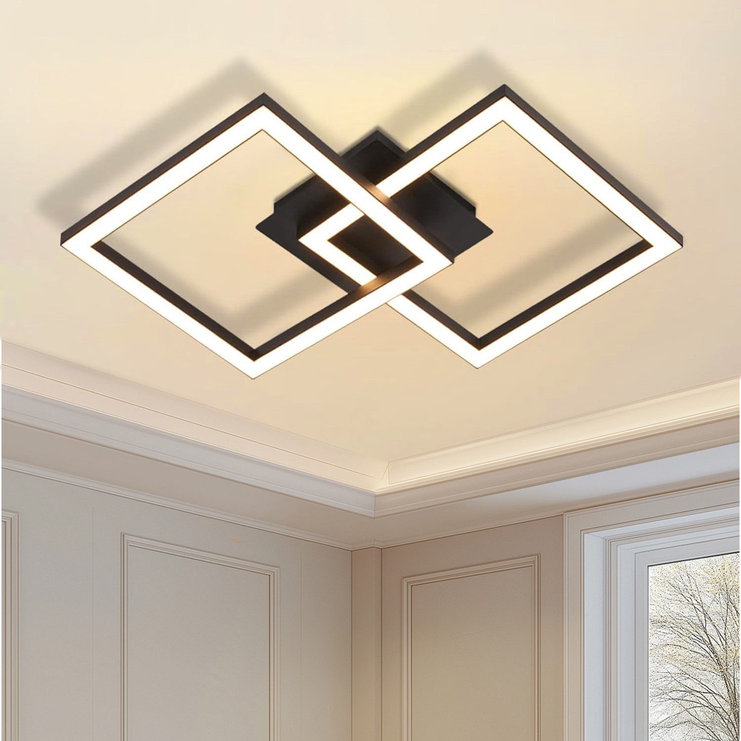 oyajia Deckenleuchte 30W Quadrat Schwarz LED günstig online kaufen