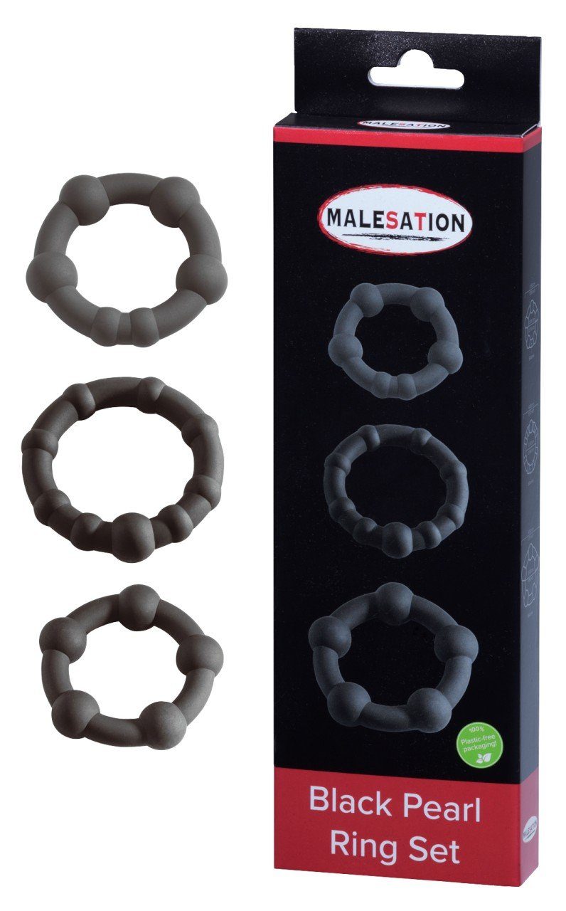 Malesation Penisring MALESATION Black Pearl Ring Set