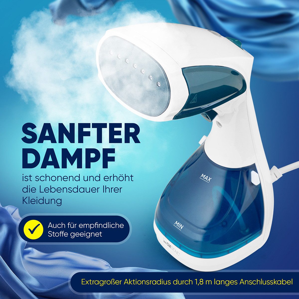 CLATRONIC Dampfbürste DB 3717, schnell einsatzbereit, 20 min. Betriebszeit