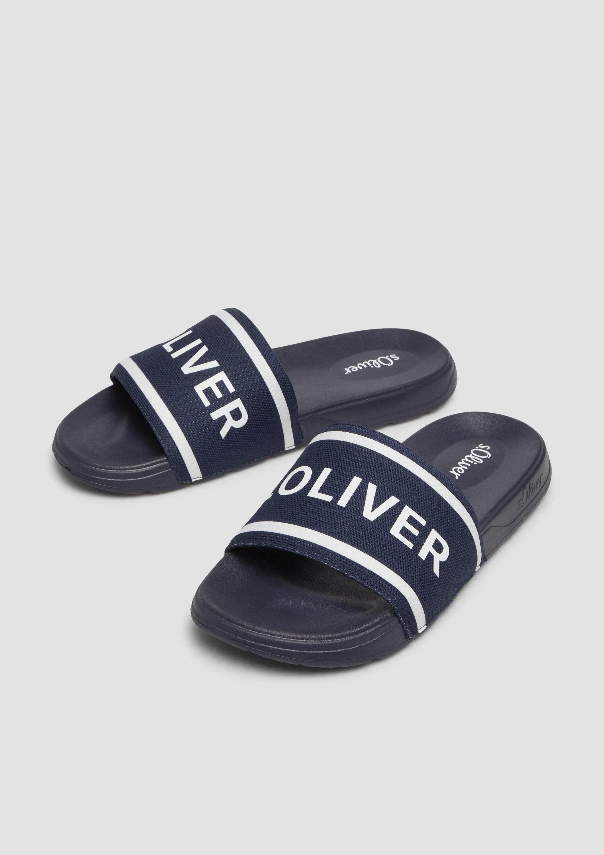 s.Oliver Pantoletten Slipper Pantoletten mit Logo und Kontrast-Details