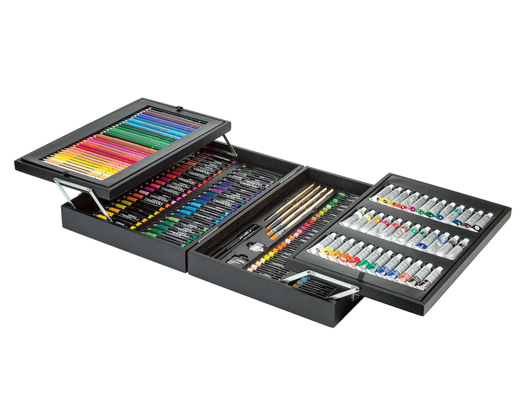Crelando Buntstift CRELANDO® Künstler Malkoffer Malkasten Malen mit Premiumfarben 174-tei