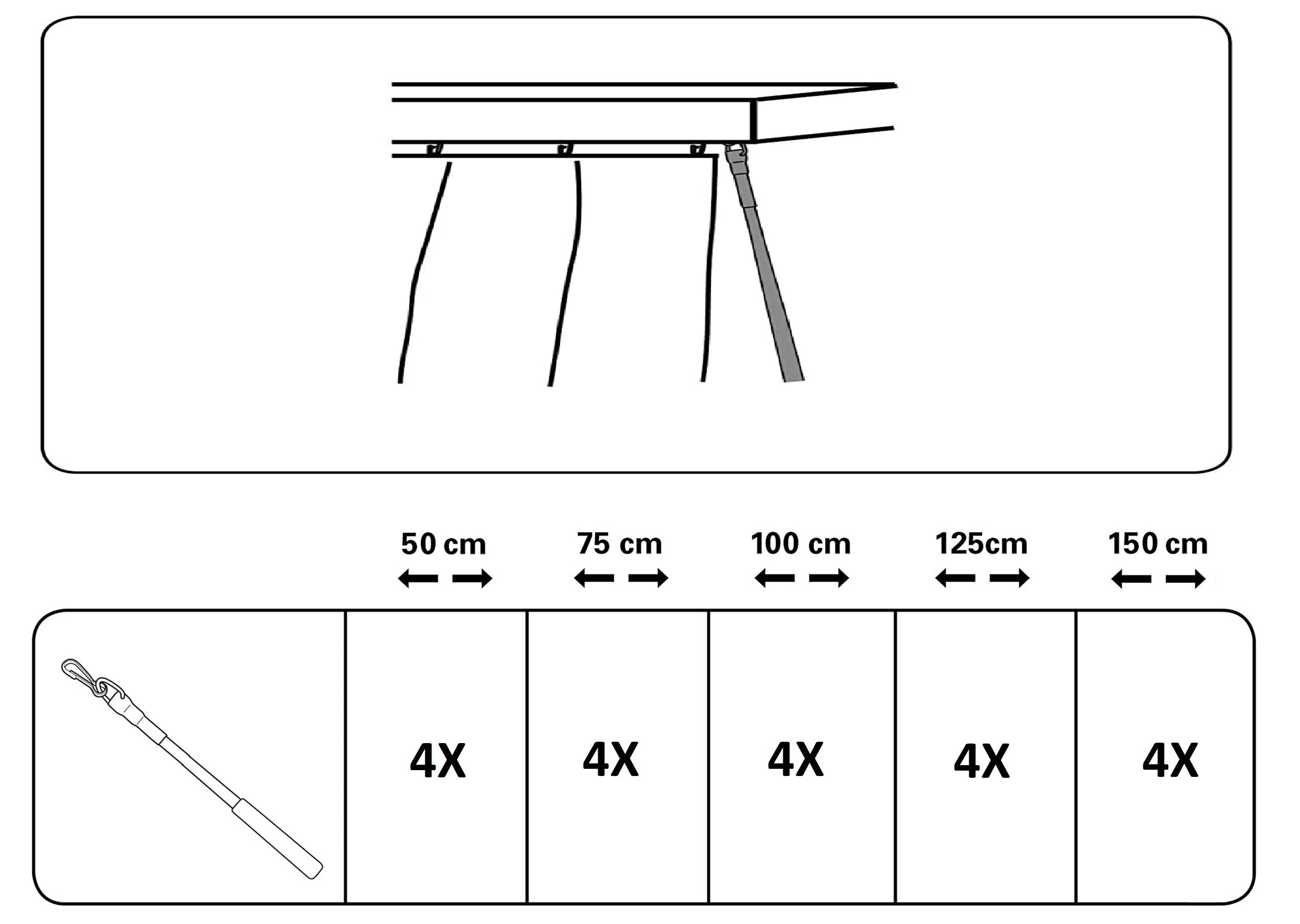 SN DECO GROUP Schleuderstab London, Für Gardinen, Vorhänge und Paneelwagen, (4 Stück Set), Fixmaß, geriffelte Struktur