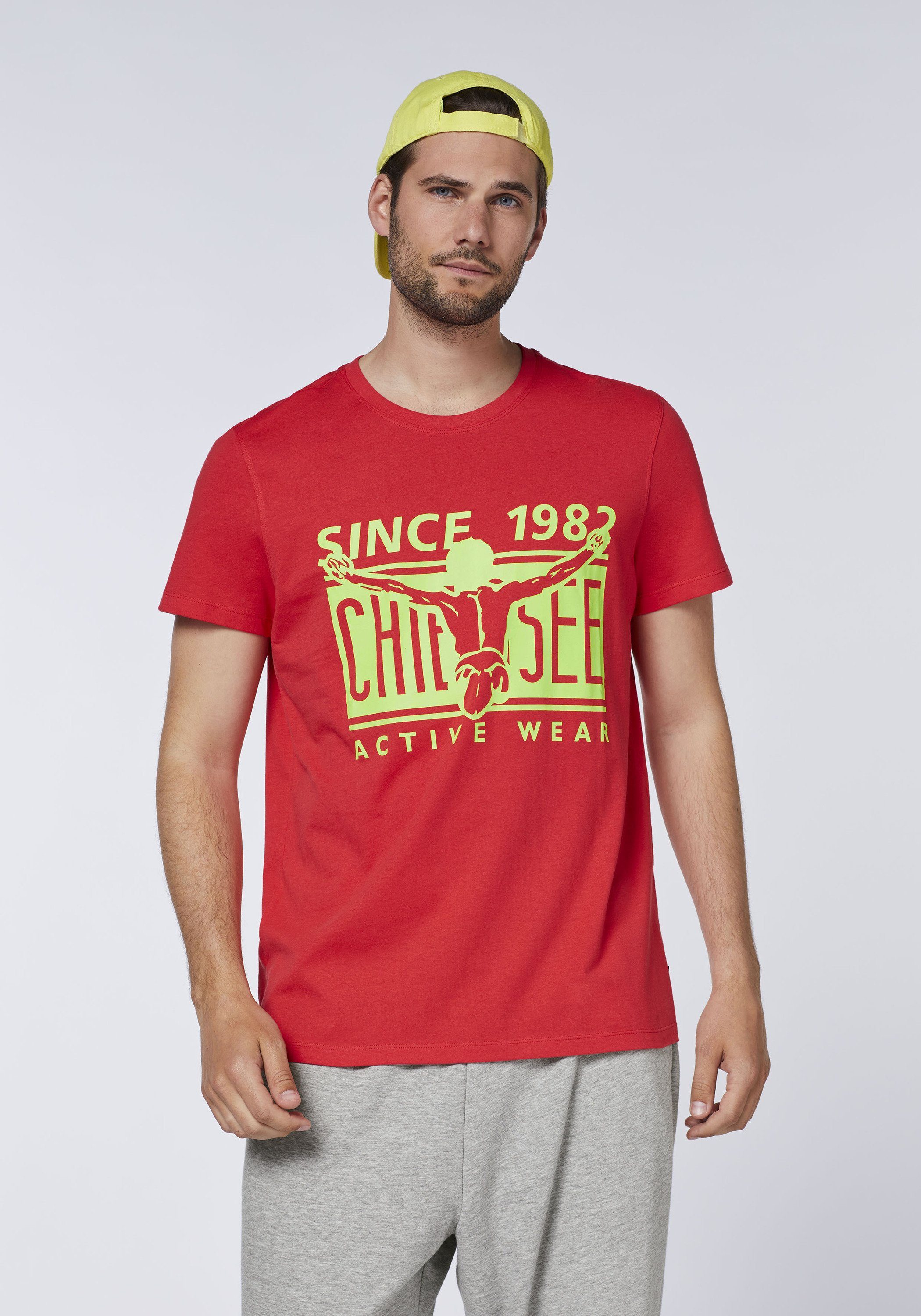 Chiemsee Print-Shirt T-Shirt aus in Bittersweet Two-Tone-Optik 17-1663 Baumwolle 1