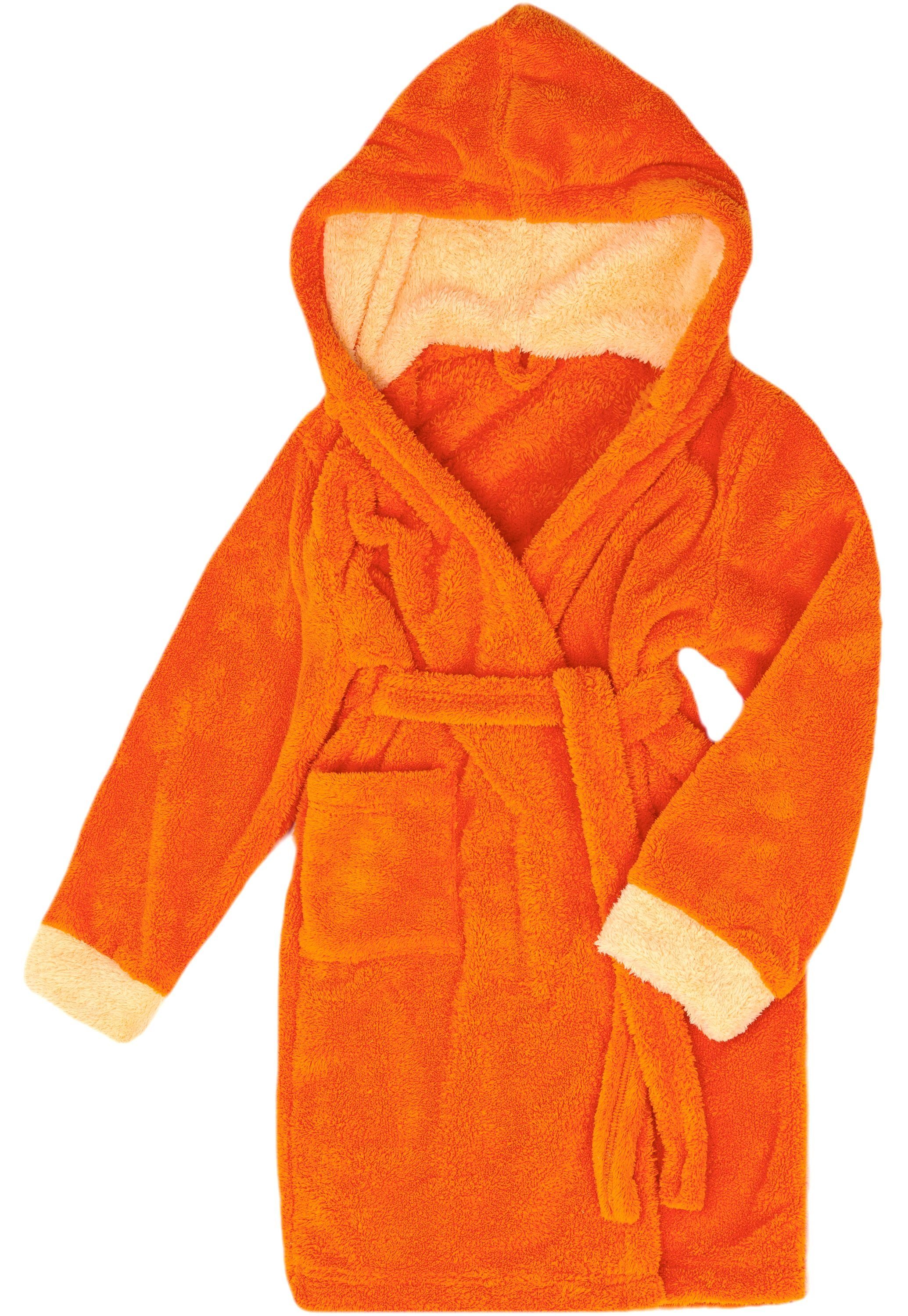 für Bademantel Bademantel und (678/727) Mädchen Jungen Kaputze Orange/Aprikose Polyester KIDS, kurz, mit Timone