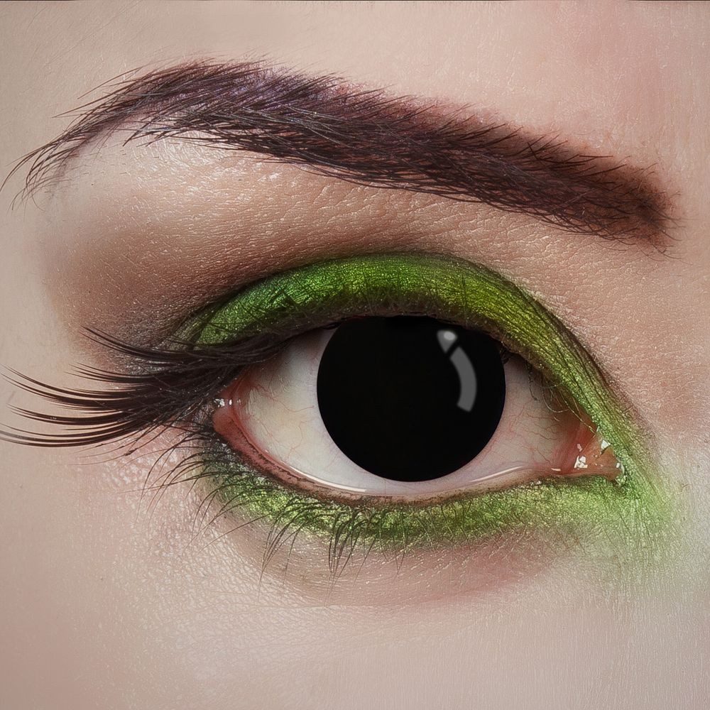 aricona Farblinsen Farbige Контактные линзы Schwarz BLIND Halloween Zombie Fasching Kostüm, ohne Stärke, 2 Stück