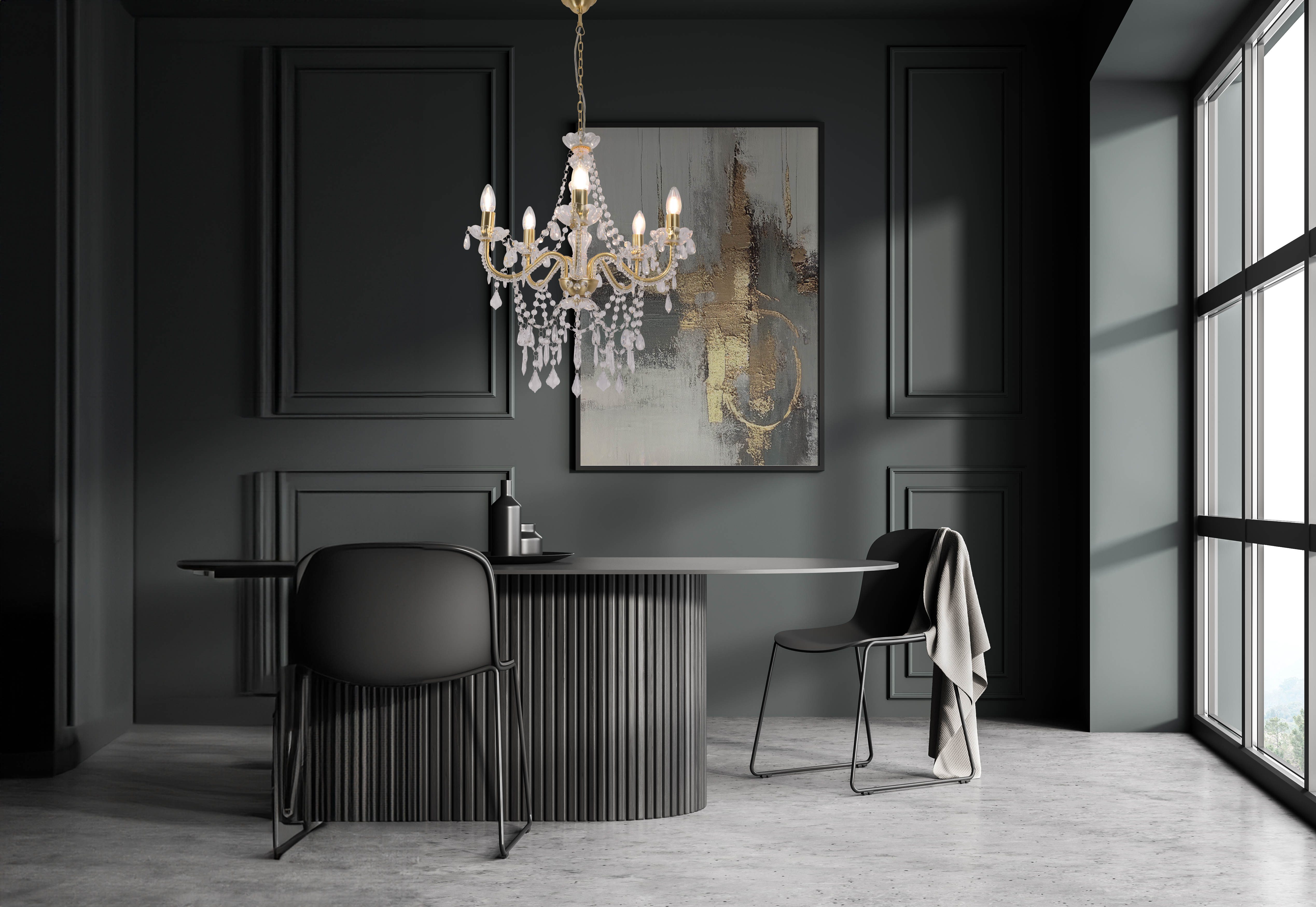 näve Kronleuchter Cecilia, Leuchtmittel wechselbar, 5flg., Kristallbehang a günstig online kaufen