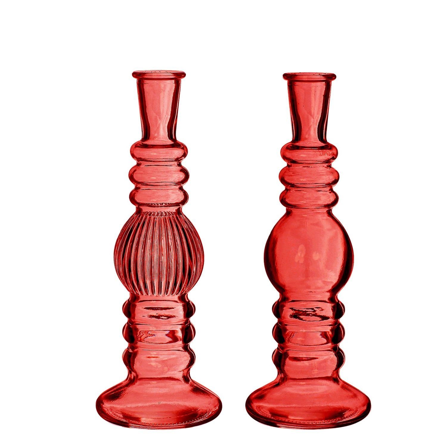 NaDeco Dekovase Glasvase "Florence" in Rot, 2er Set, Größe h.23 Ø8.5 cm | Dekovasen