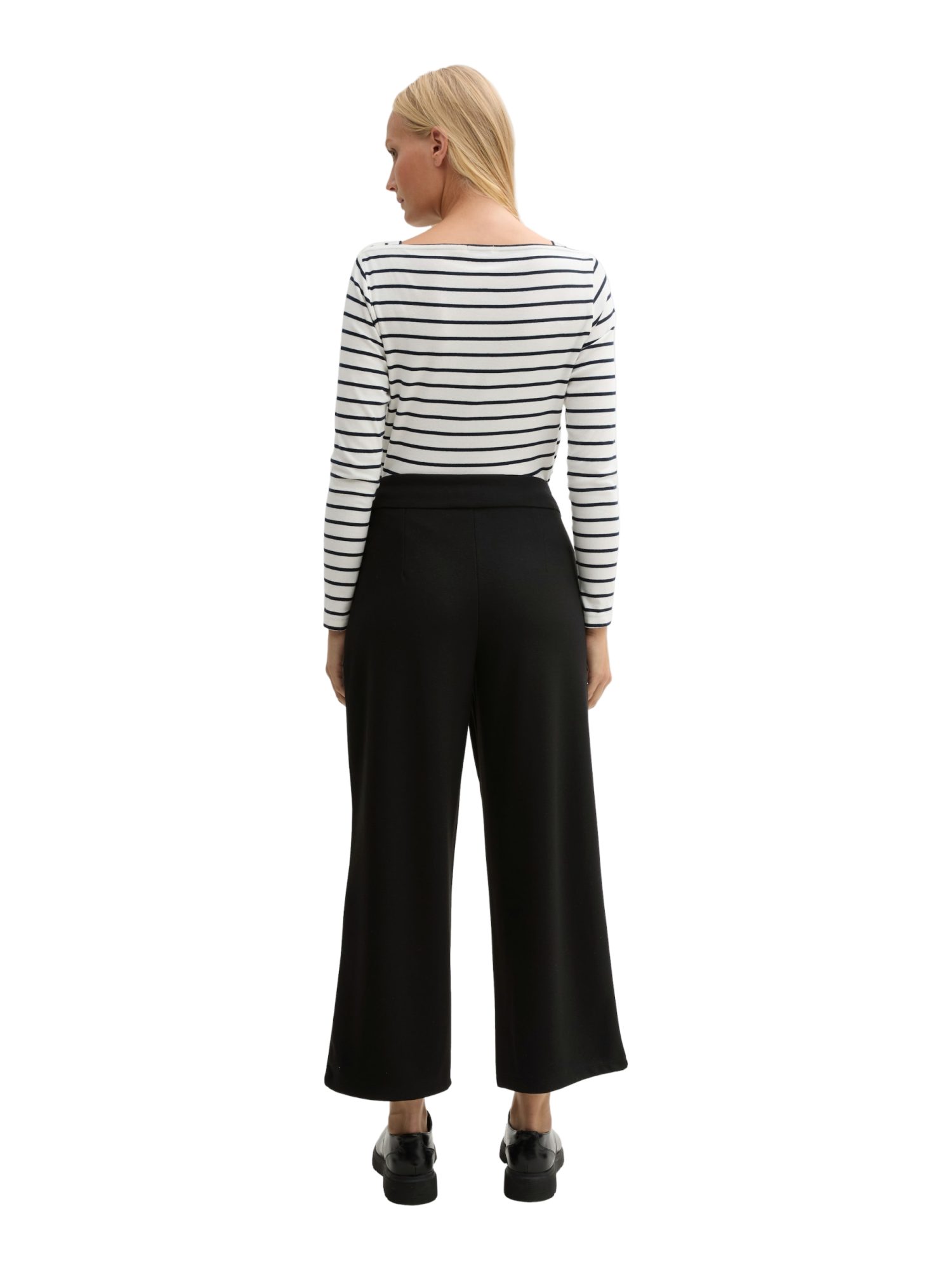 TOM TAILOR 7/8-Hose schwarz, Casual, Polyester, Unifarben, Weit, Hoch