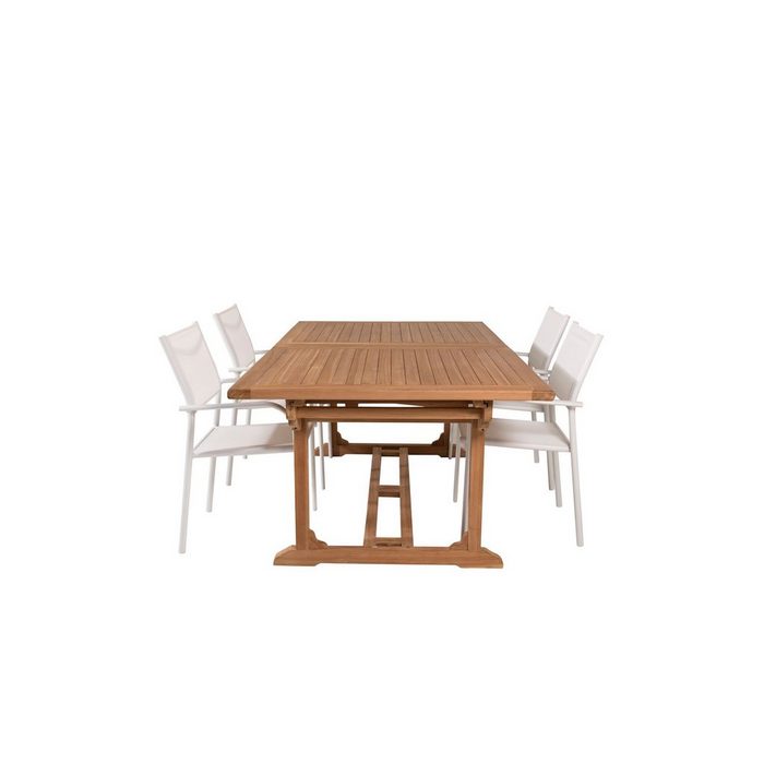 ebuy24 Garten-Essgruppe Kenya Gartenset Tisch 110x195/295cm und 4 Stühle S