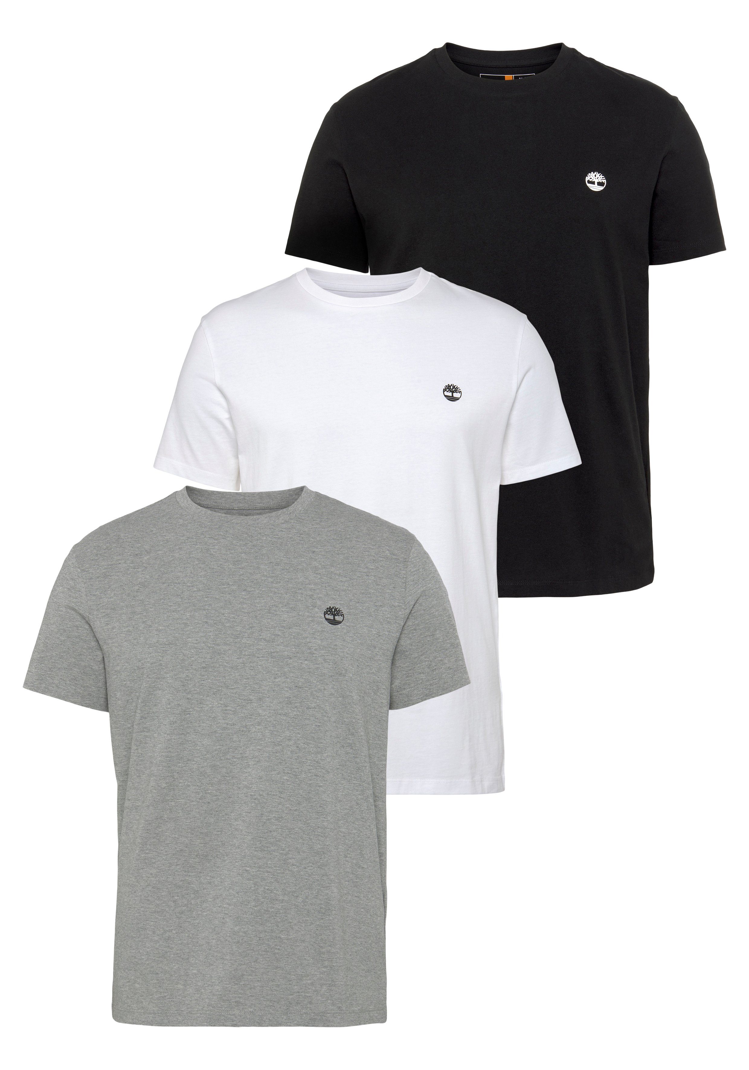 Timberland T-Shirt 3xPack Basic Jersey Crew Tee Slim Multi Color (Set, 3 -tlg)