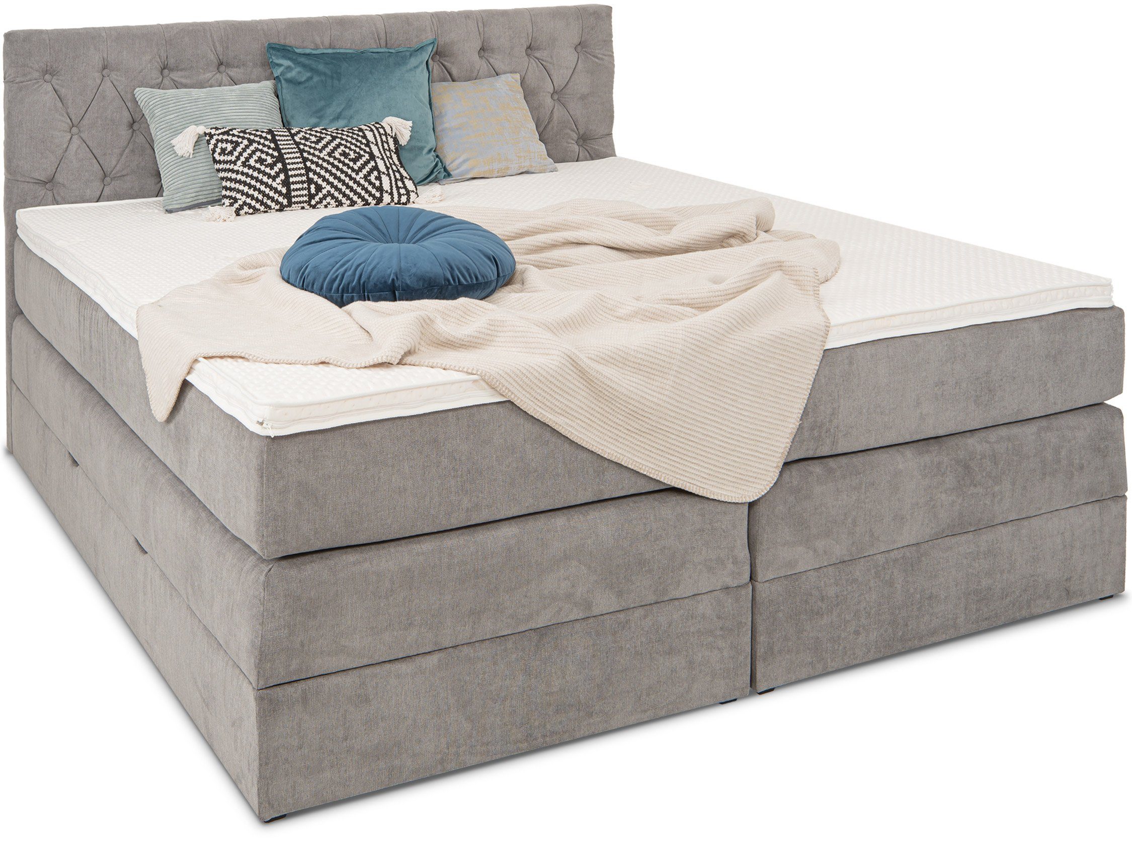 wonello Boxspringbett Verona 2, mit Bettkasten und wonello premium Topper 6 cm