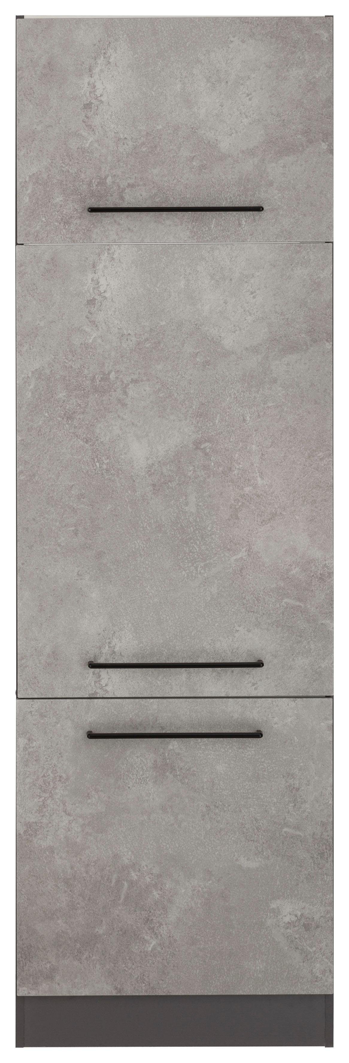 Tulsa Metallgriff betonfarben | 60 MÖBEL 3 cm Türen, 200 HELD schwarzer hoch, Kühlumbauschrank hell cm breit, grafit