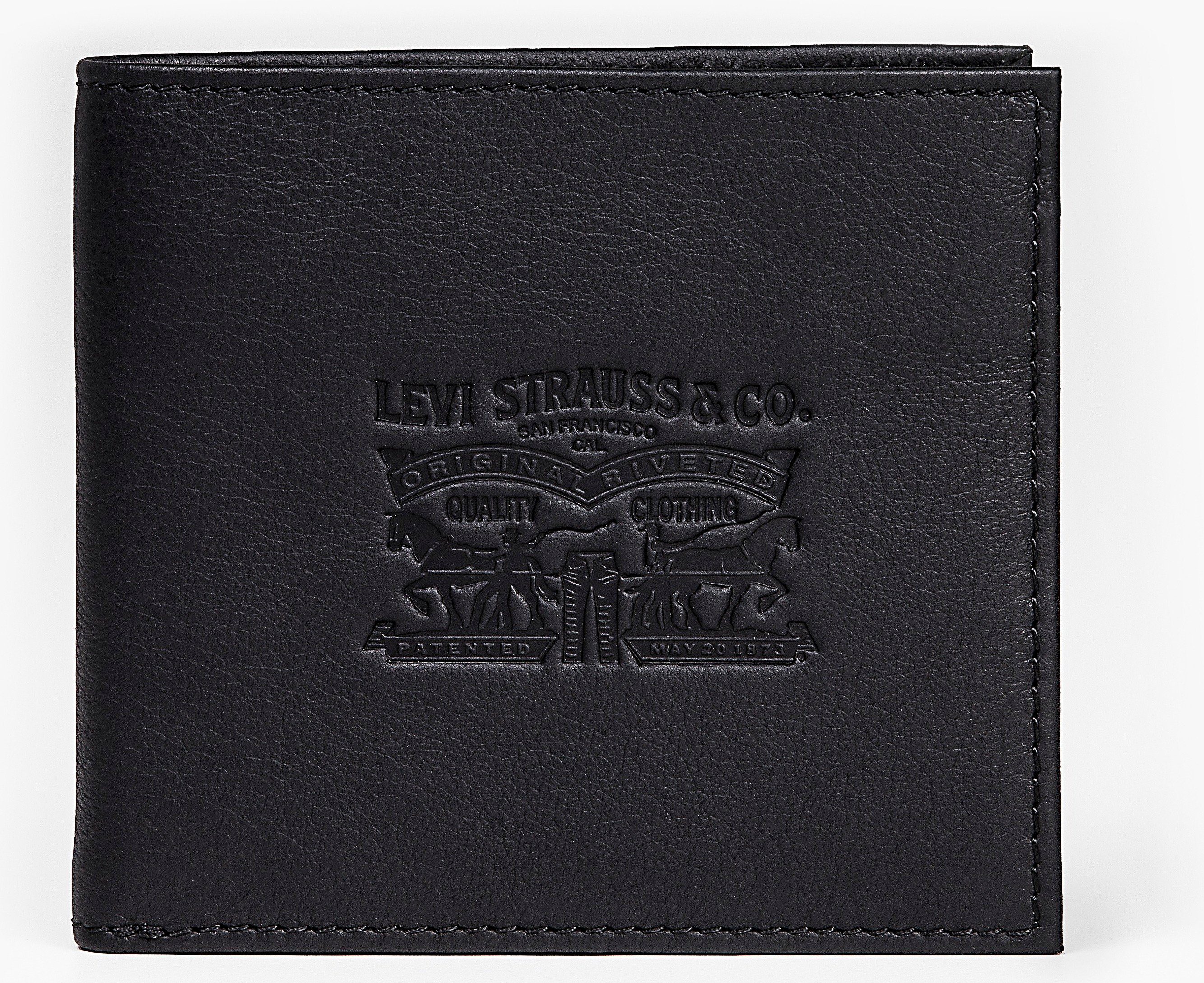 Hochgelobt COIN aus schwarz Geldbörse BIFOLD WALLET, VINTAGE Vollnarbenleder TWO Levi's® HORSE