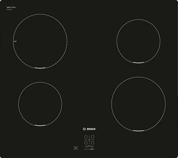 BOSCH Induktions Herd-Set Autark Einbau Backofen Schwarz und Kochfeld, mit 1-fach-Teleskopauszug, -EcoClean (Rückwand) Backofen, 3D-Luftzirkulation, LED-Anzeige, GranitEmail, Teleskopführung, Timer