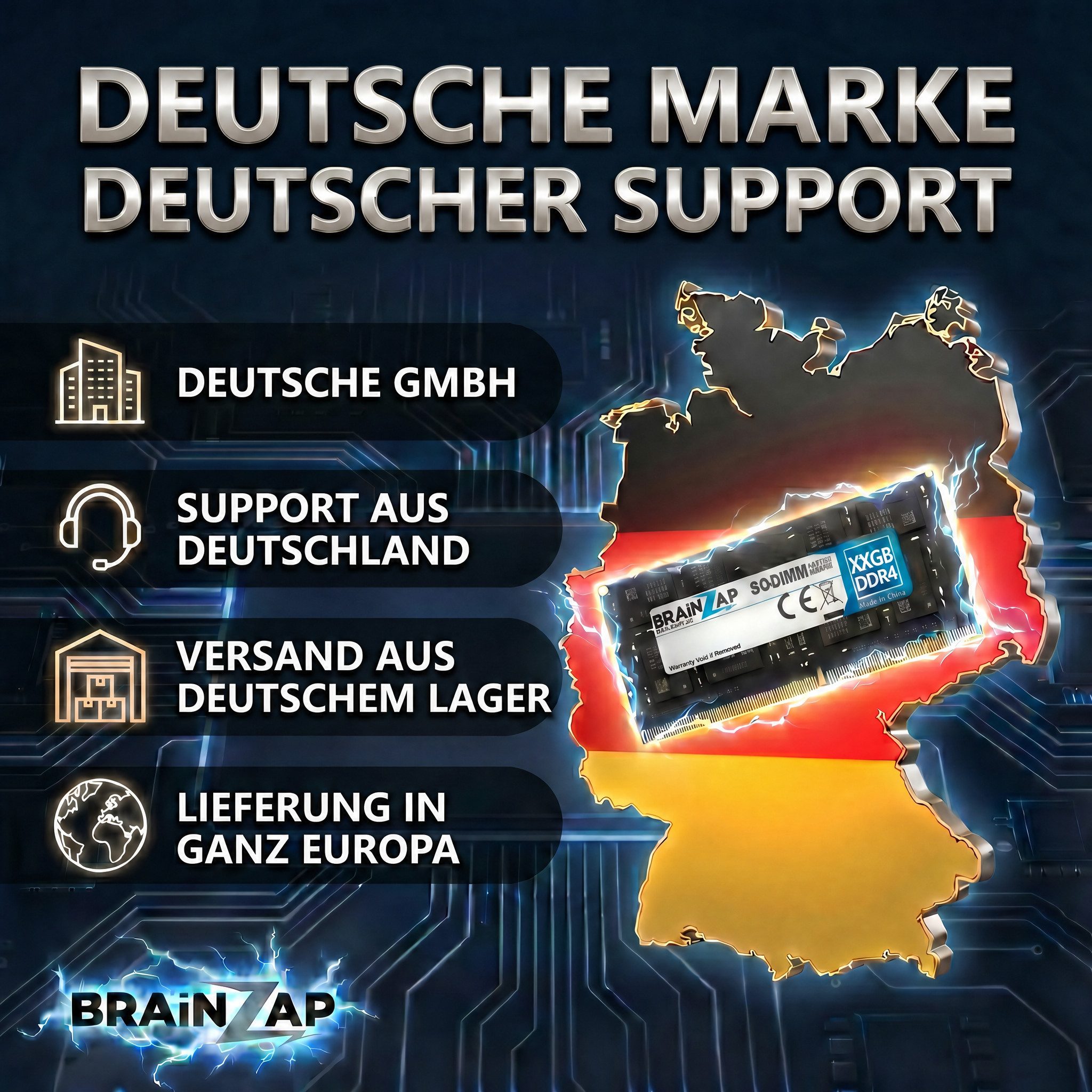 BRAINZAP 16GB RAM PC4-2400T-SE0-11 SO-DIMM Laptop-Arbeitsspeicher (2400 MHz, CL17, 2Rx8, Non-ECC, Unbuffered, für Notebooks - Intel und)