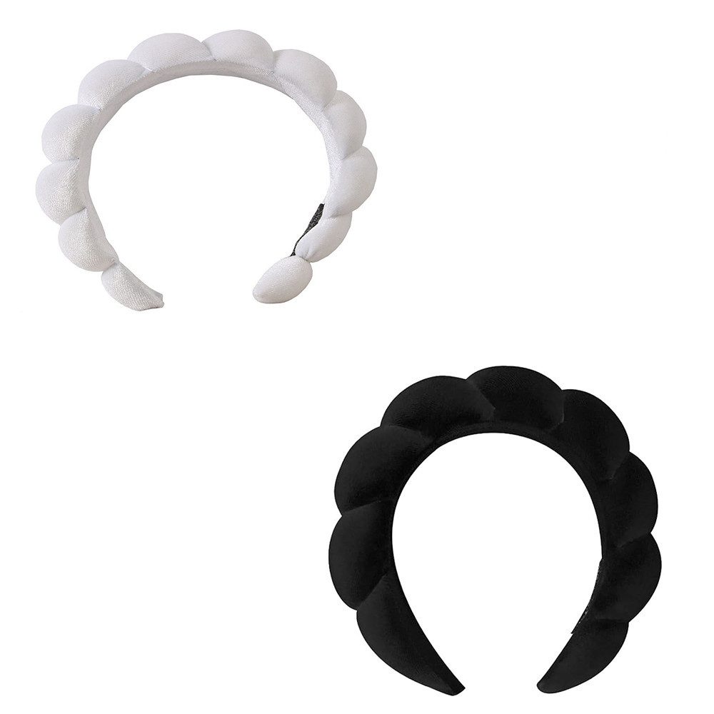 Candyse Haarband 2 Stück High Cranium Top Sponge Velvet Spiral Headband, Duo Simple Hair Bands Haar-Accessoires, schwarz und weiß, hohe Schädeldecke weich und zart zu berühren