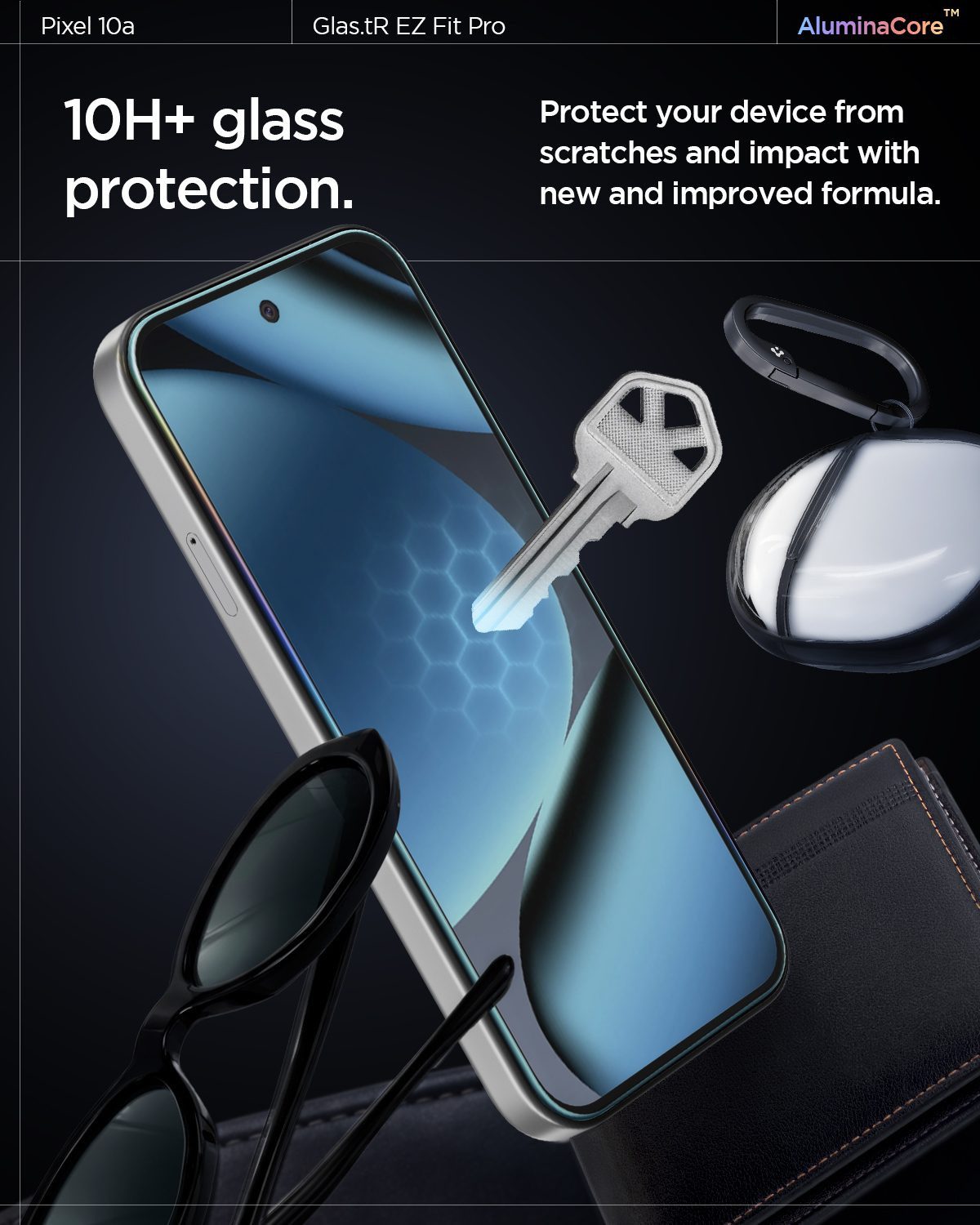 Spigen Displayschutzglas 2x Panzerglas für Google Pixel 10a Displayschutz Schutglas für Google Pixel 10a, Displayschutz-Set, 2 Stück, 10H+ AluminaCore Hartglas, – Bild 3 von 5