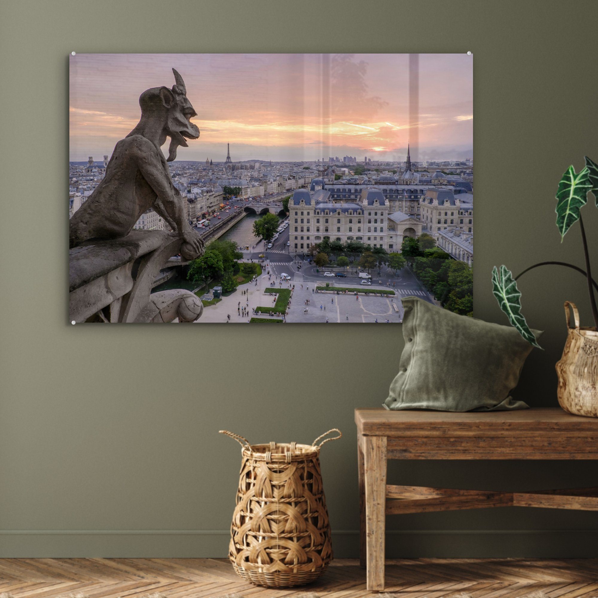 - St), Dame Wohnzimmer Acrylglasbilder MuchoWow (1 Frankreich, Paris Schlafzimmer - & Notre Acrylglasbild