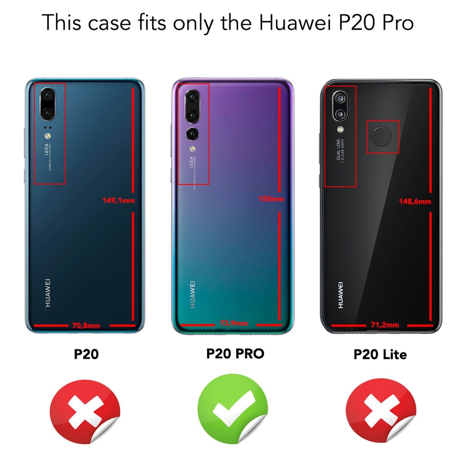 Nalia Smartphone-Hülle Huawei P20 Pro 15,5 cm (6,1 Zoll), Klare 360 Grad Hülle / Rundumschutz / Transparent / Displayschutz Case