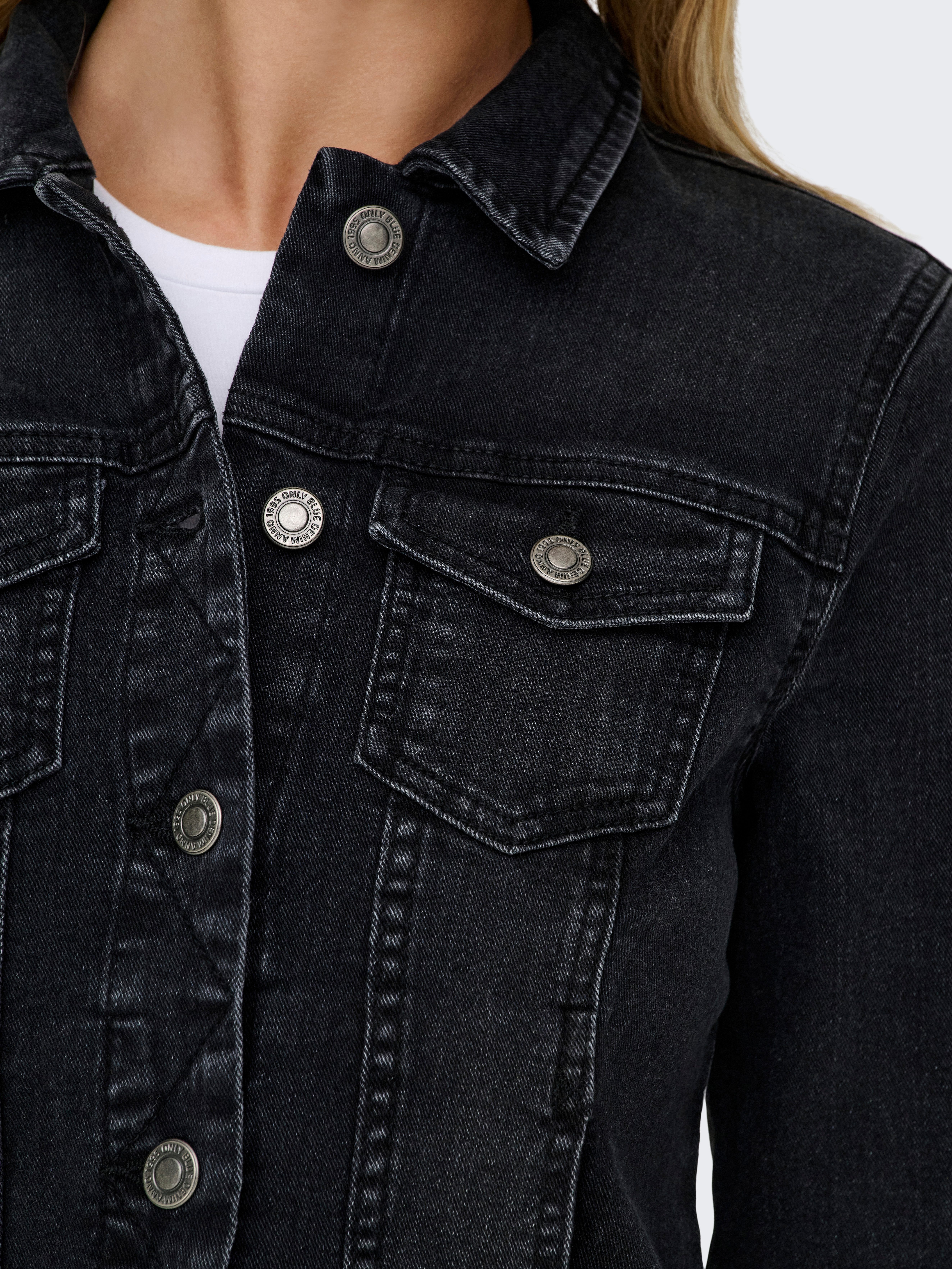 ONLY Jeansjacke ONLWONDER – Jeansjacke mit Teilungsnähten und Stretch sehr figurbetont, casual, Denim, Baumwollmischung, Brusttaschen