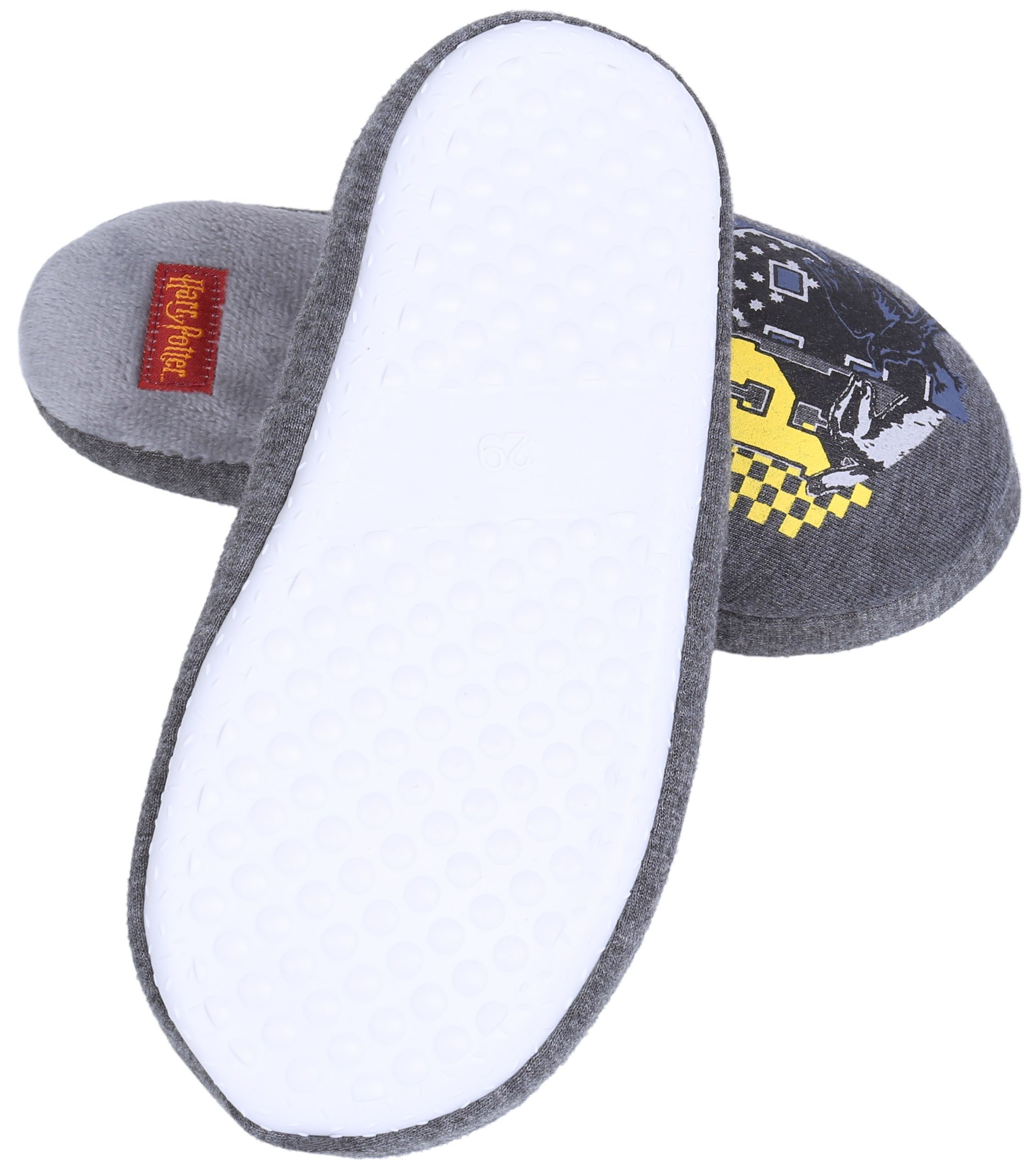 Sarcia.eu Dunkelgraue, warme Latschen, Hausschuhe, Wappen Harry Potter 28-29 EU Hüttenschuhe
