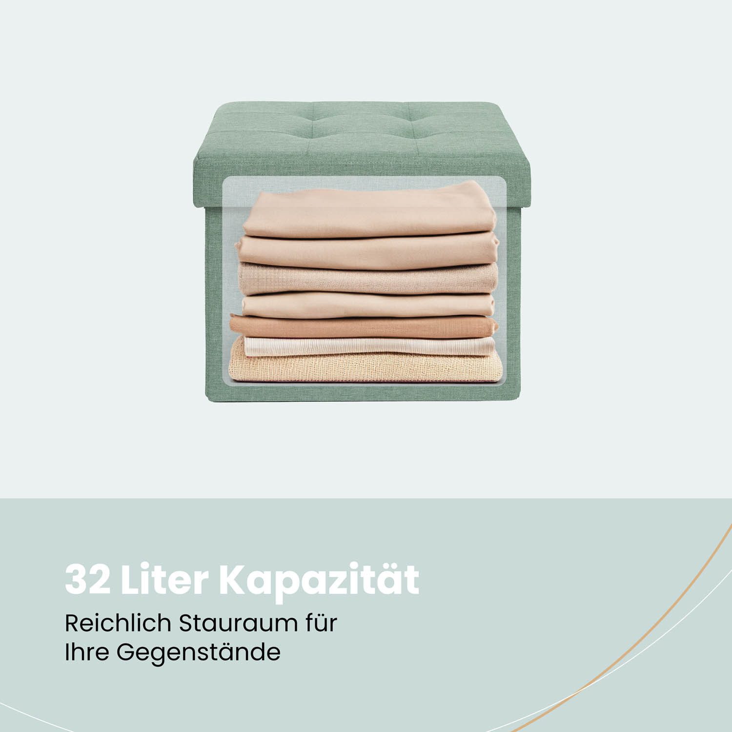 Blumtal Sitztruhe Sitzbank mit Stauraum + Aufbewahrungsboxen bei M & L - Polsterhocker, faltbar, nutzbar als Sitzhocker, Spielzeugtruhe, Fußhocker – Bild 3 von 5