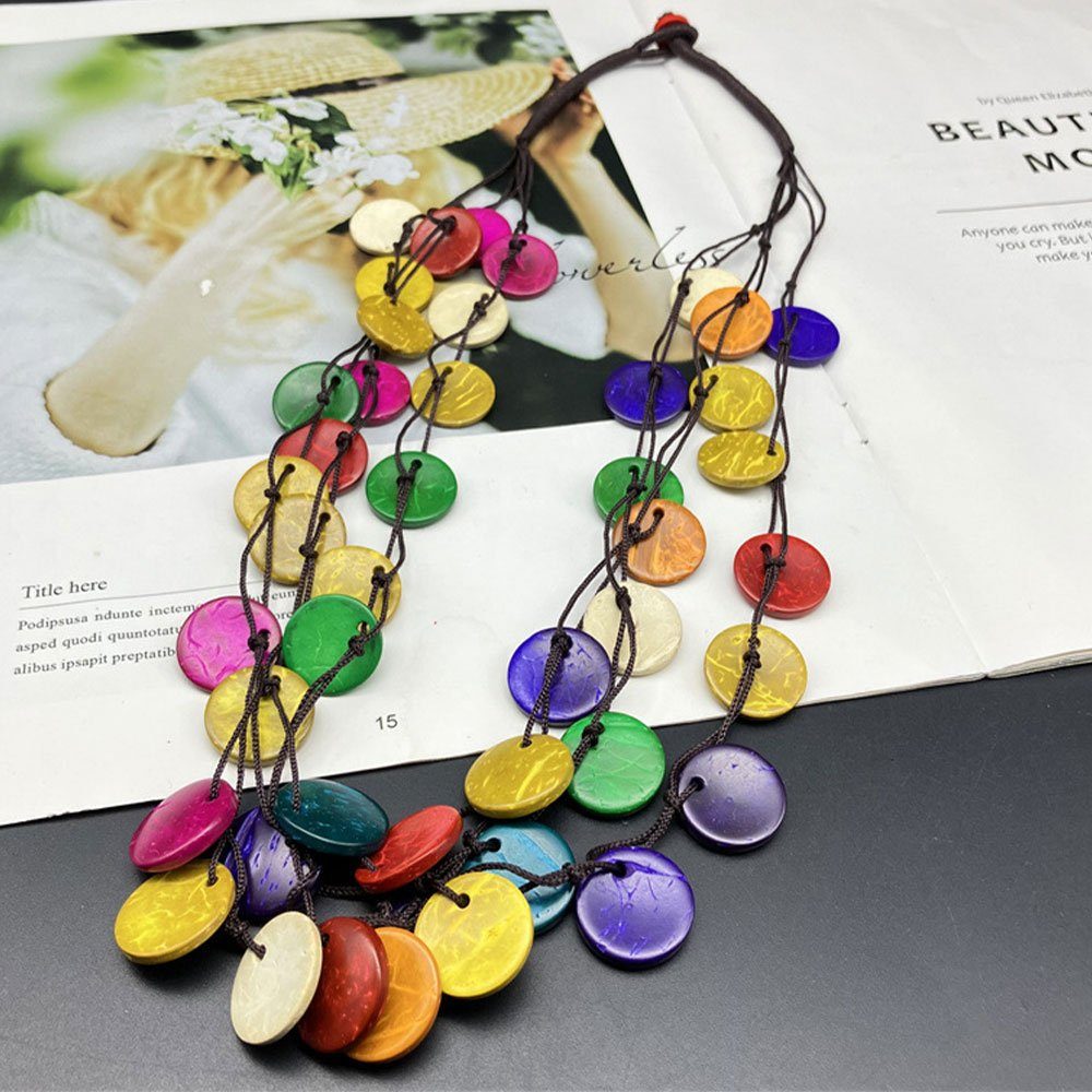 Bohemian-Stil Charm-Kette LAKKEC lange mit Charm Anhänger Farbe Urlaub im Runde Halskette