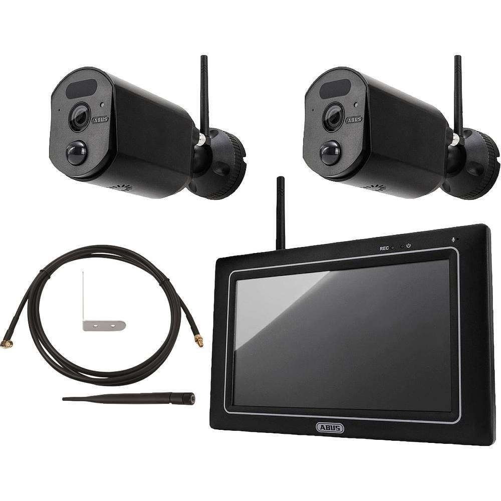 ABUS Überwachungskamera Set: EasyLook Basic Set, Zusatzkamera, Signal-Verstärker-Set (Aufnahme auf Speicherkarte, mit IR-LEDs, mit 2-Wege-Kommunikation)