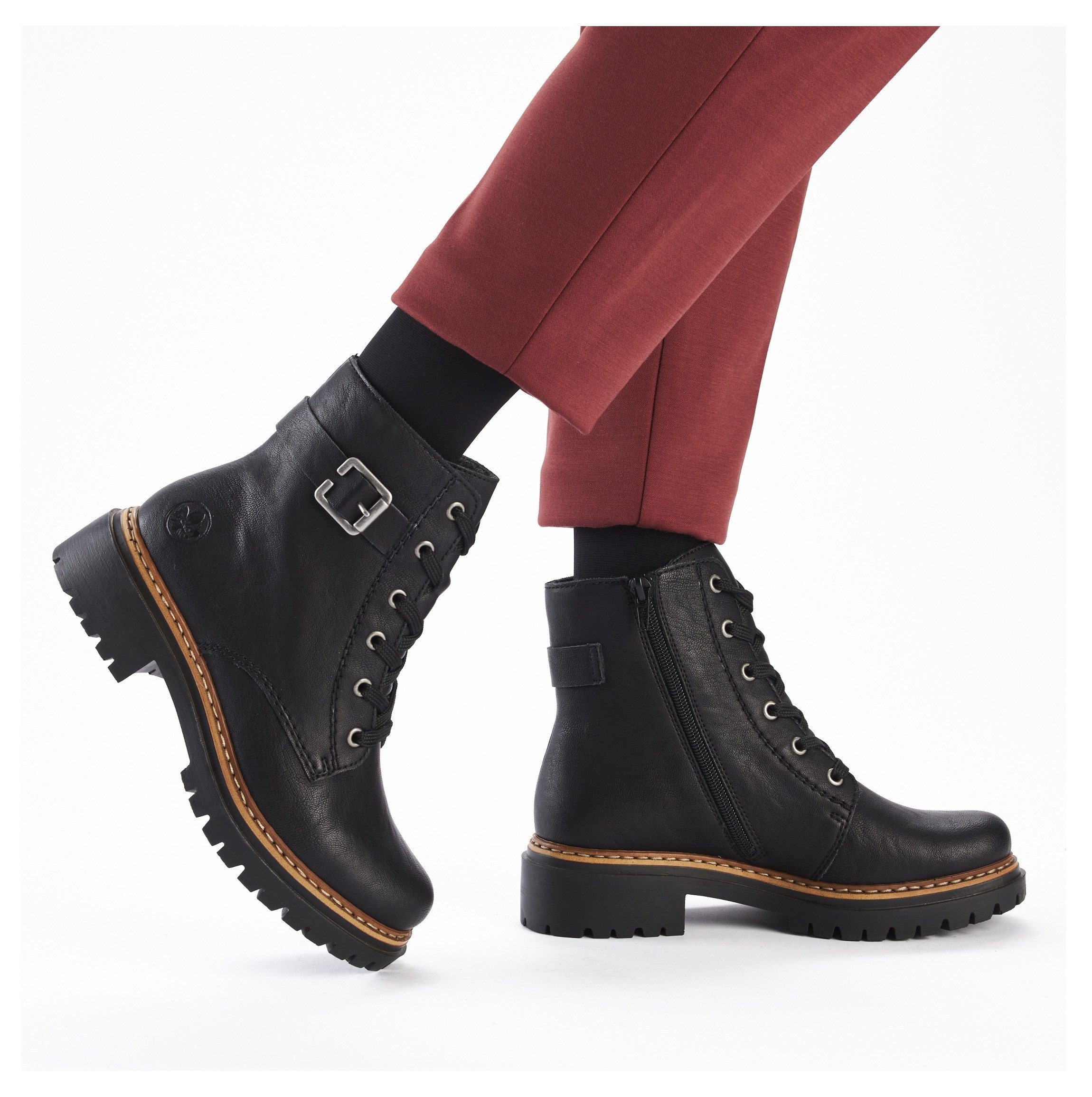 Rieker Schnürboots, Winterstiefel, Boots mit kontrastfarbener Rahmennaht