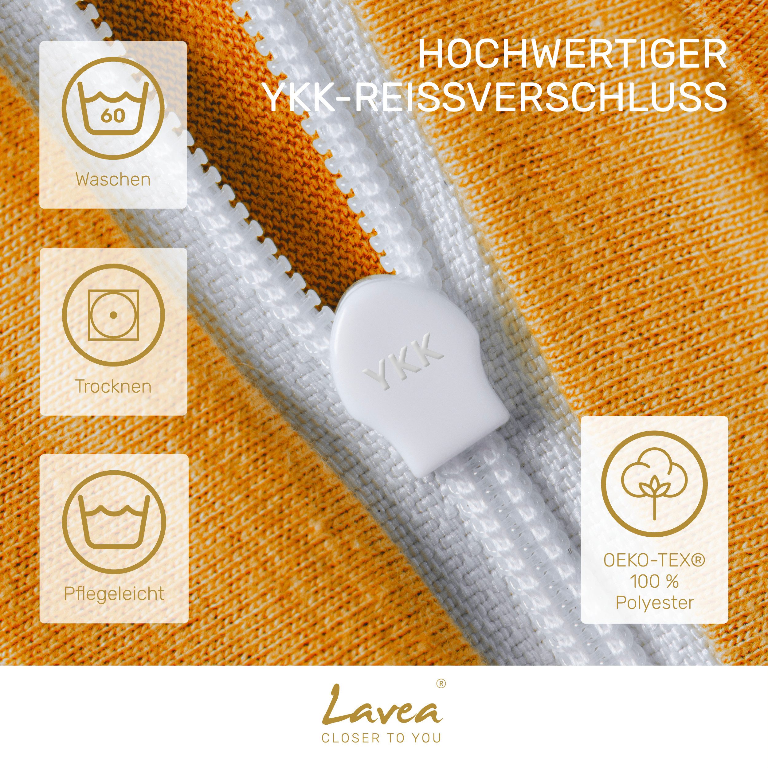 Lavea Kissenbezug 2er Set Kissenhülle Jersey, 100% Baumwolle, Kissenbezüge, (2 Stück), allergikerfreundlich - sicherer YKK-Reißverschluss - waschbar 60°C