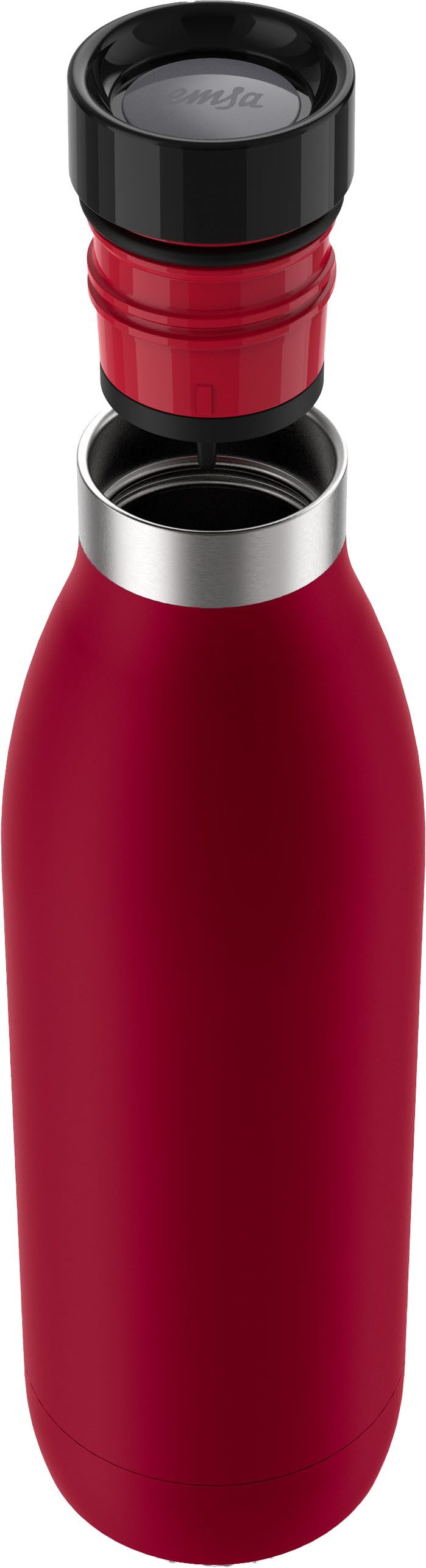 Emsa Isolierflasche Trinkflasche Bludrop, Edelstahl, Quick-Press Deckel, 360° Trinkgenuss, 12h warm/24h kühl