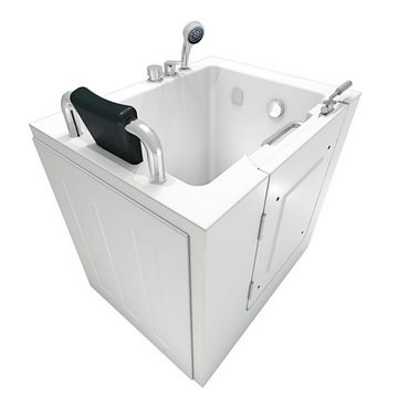 AcquaVapore Badewanne Sitzbadewanne Senioren Sitzwanne mit Tür S02-TH-C 100x78cm, mit Fußgestell und Ablaufarmatur