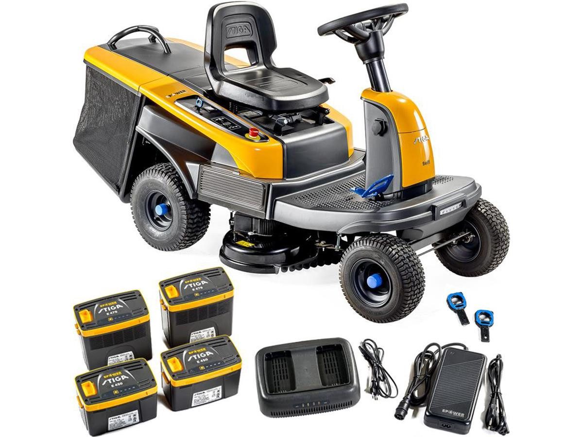 STIGA Rasentraktor SWIFT 372e KIT, 72 cm Schnittbreite, inkl. 4 Akkus und Ladegerät