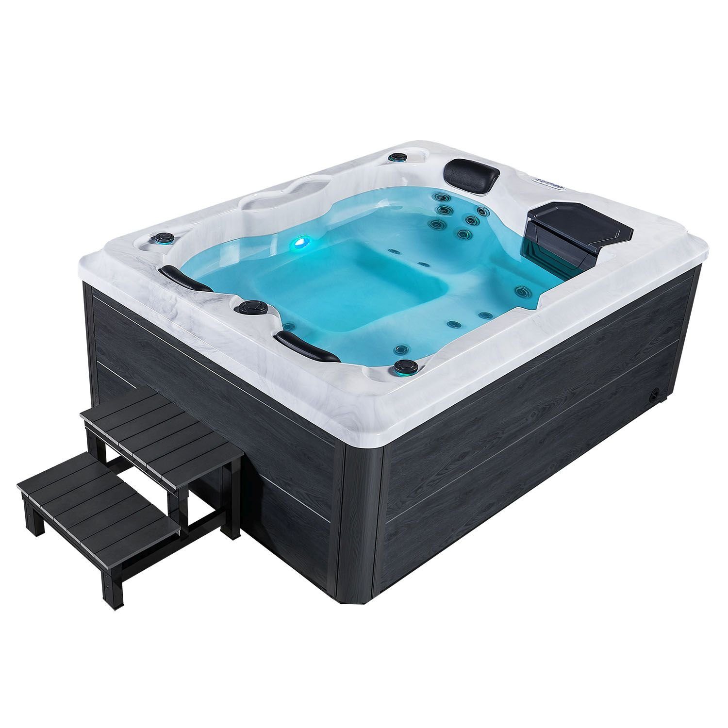 Artsauna Whirlpool Oasis mit Treppe, (Spa mit Massagedüsen, LED-Beleuchtung, inkl. Abdeckung)