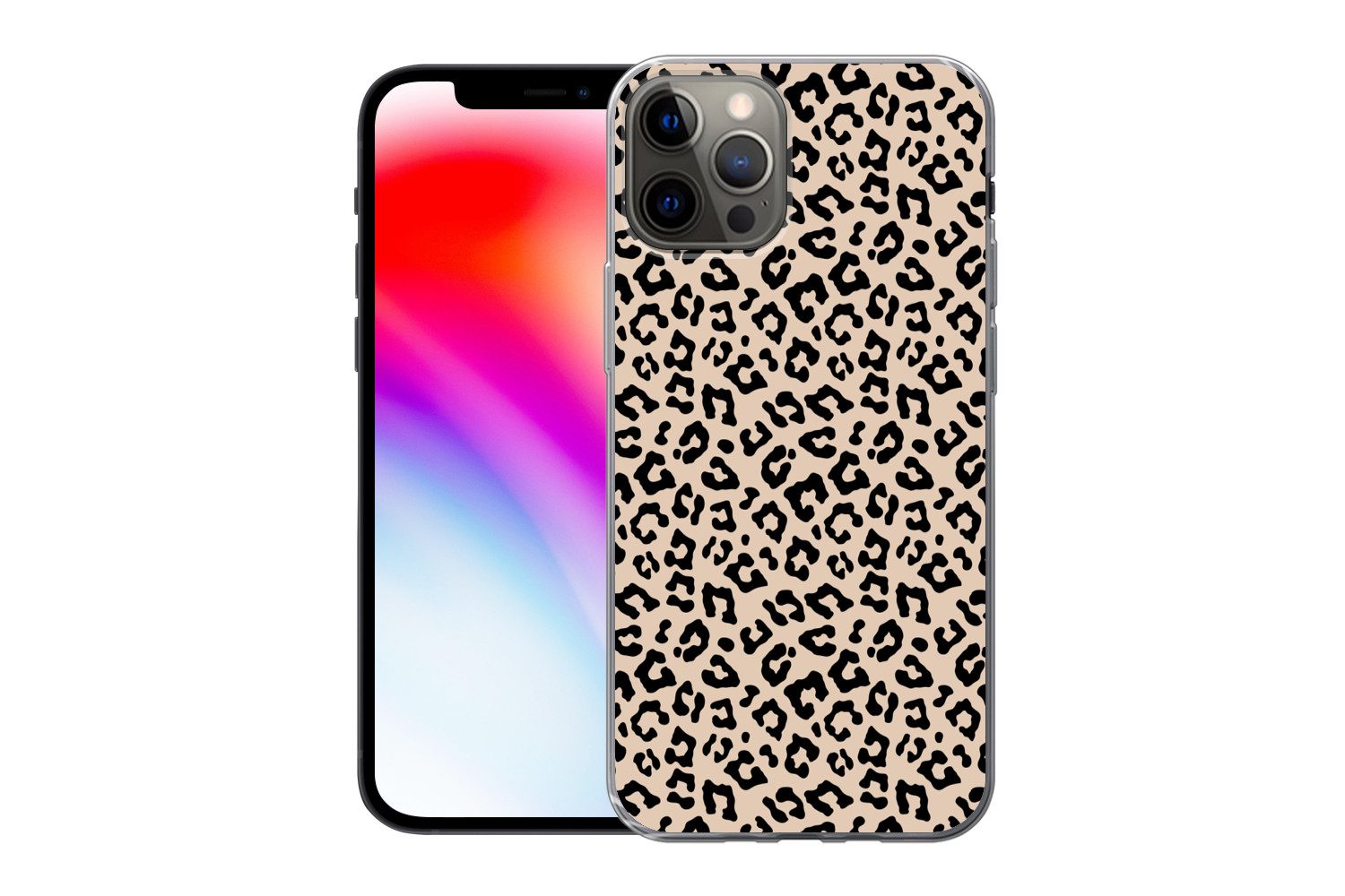 MuchoWow Handyhülle für Apple iPhone 12 Pro Pantherdruck - Schwarz - Braun - Tierdruck, Smartphone-Bumper, Print, Handy Schutzhülle Dünn
