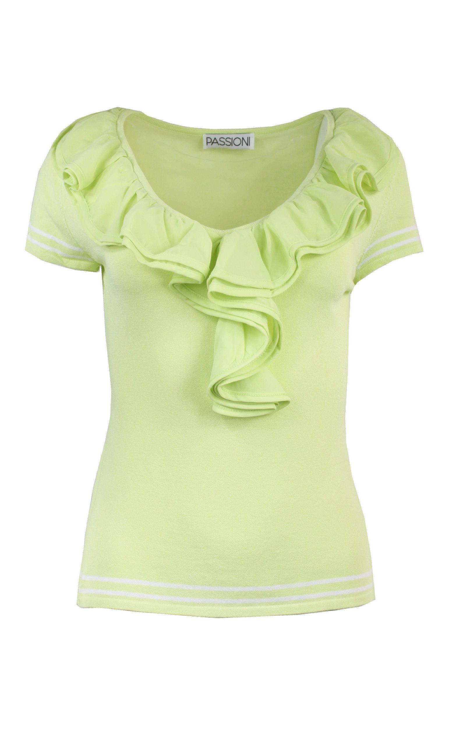 Passioni V-Shirt T-Shirt mit Rüschendetail günstig online kaufen