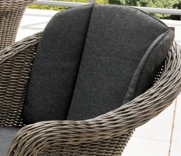 Destiny Garten-Essgruppe MALAGA LUNA, (Set, 13-tlg), Polyrattan, 4 Sessel + 1 Tisch Ø 120x75 cm, inkl. Auflagen