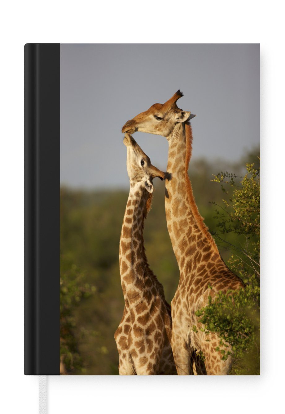 MuchoWow Notizbuch Giraffe - Baum - Kalb - Porträt, Journal, Merkzettel, Tagebuch, Notizheft, A5, 98 Seiten, Haushaltsbuch