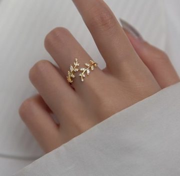 Brautkrone Fingerring Ring Zirkonia größenverstellbar silber gold (1-teilig, 1 Ring)