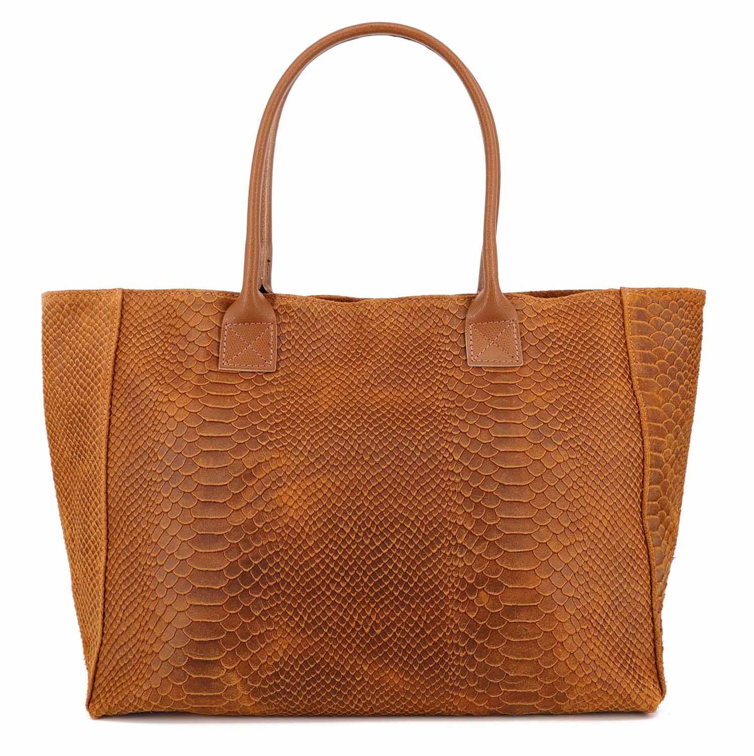 Shopper Made in Italy Damen Leder Tasche Schlange Prägung Tote Bag Handtasche